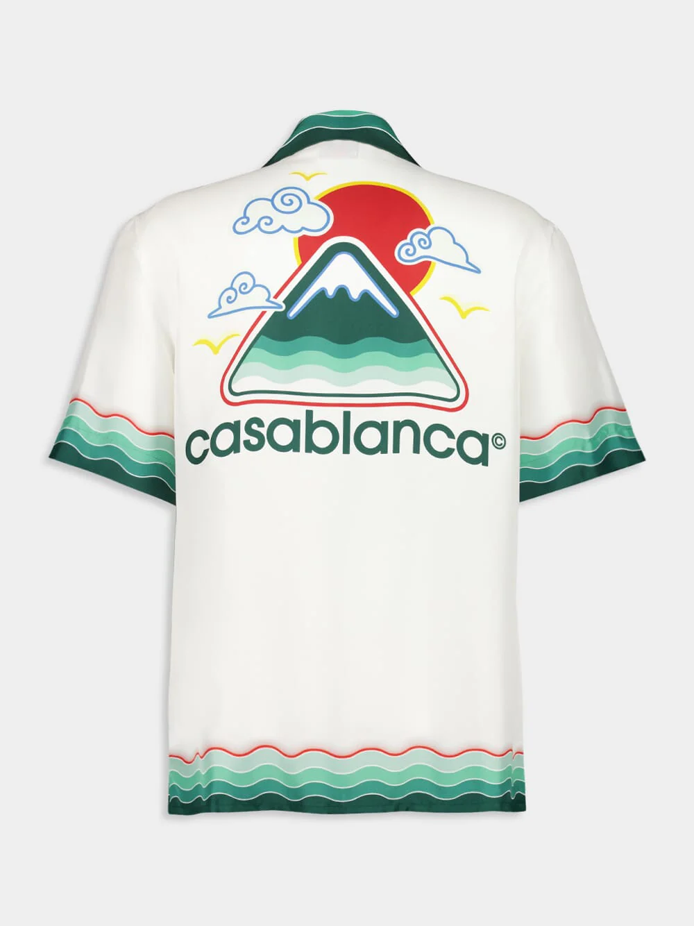 White Montagne Ondulée Short Sleeve Silk Shirt - Image 2