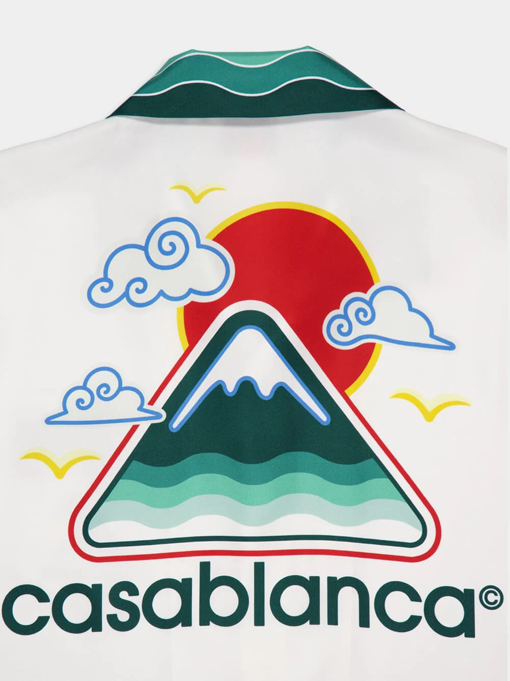White Montagne Ondulée Short Sleeve Silk Shirt - Image 4