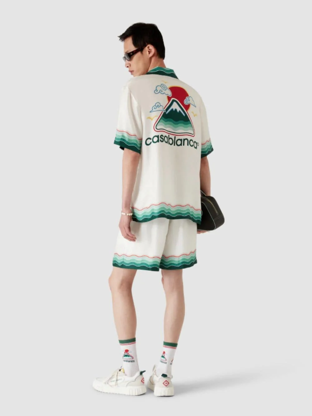 White Montagne Ondulée Silk Shorts - Image 3