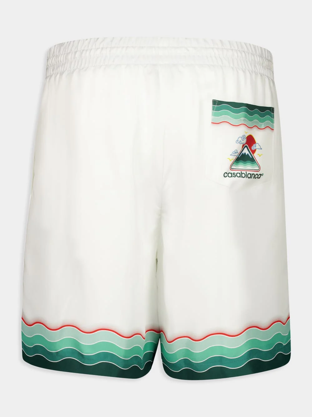 White Montagne Ondulée Silk Shorts - Image 4
