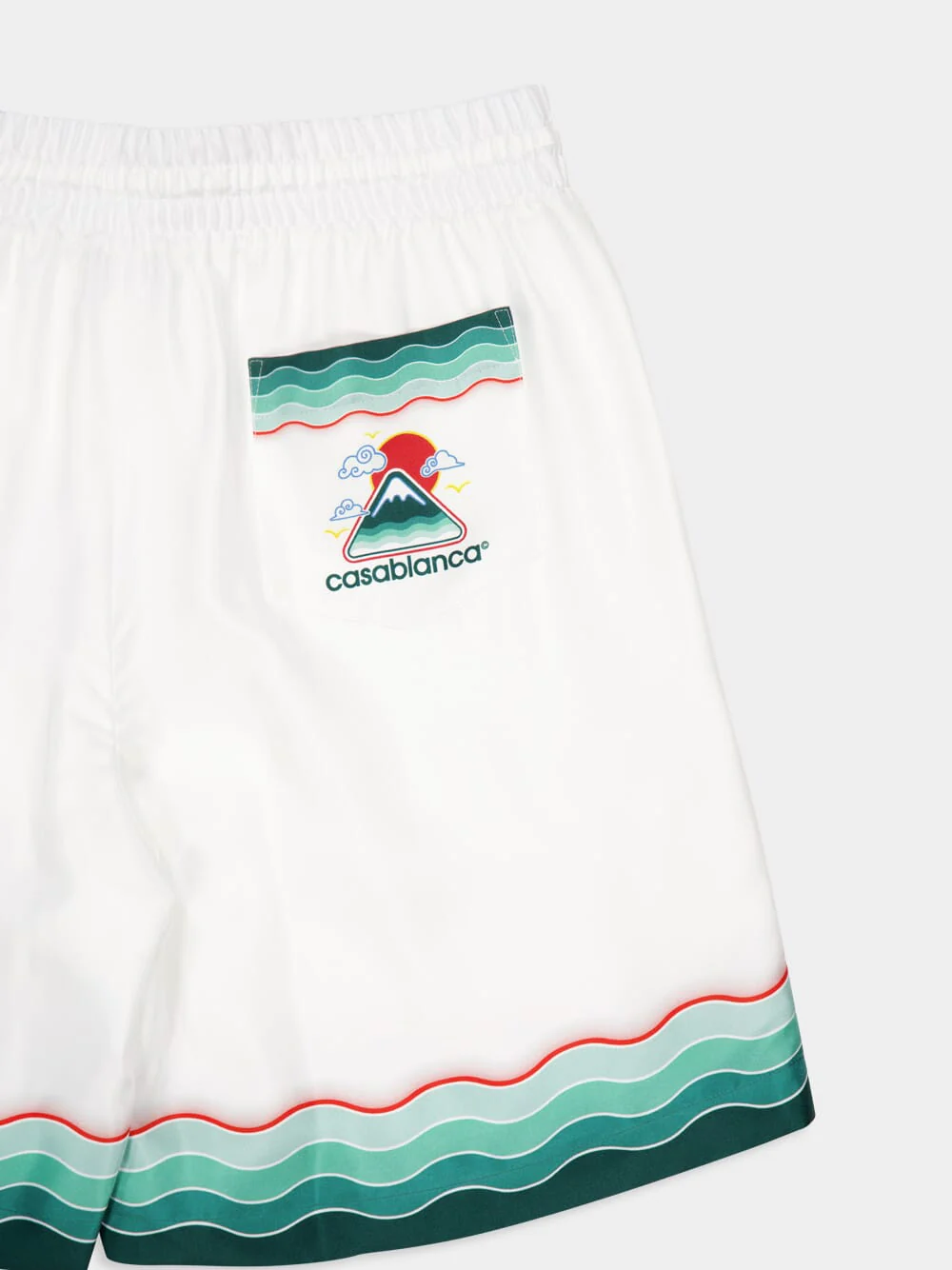 White Montagne Ondulée Silk Shorts - Image 6