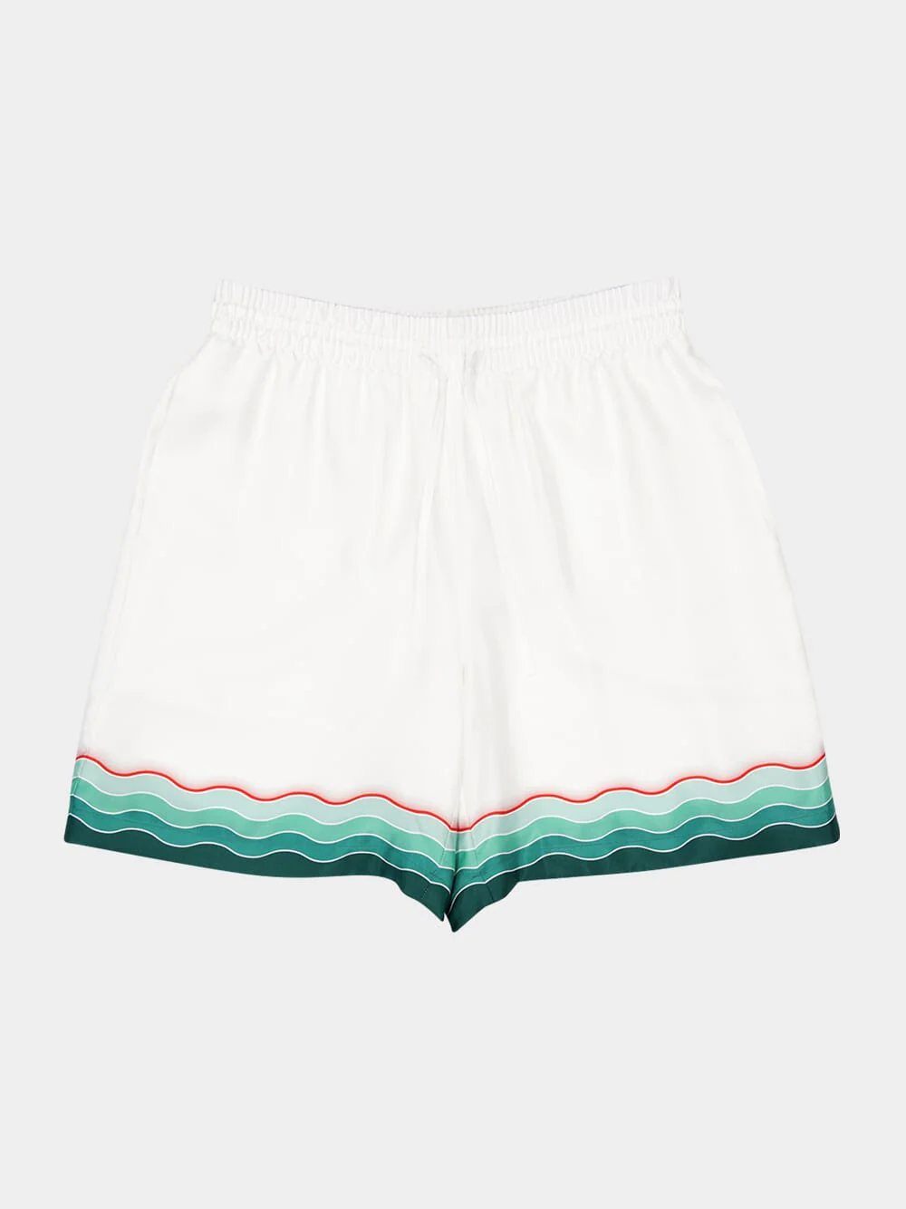 White Montagne Ondulée Silk Shorts - Image 7