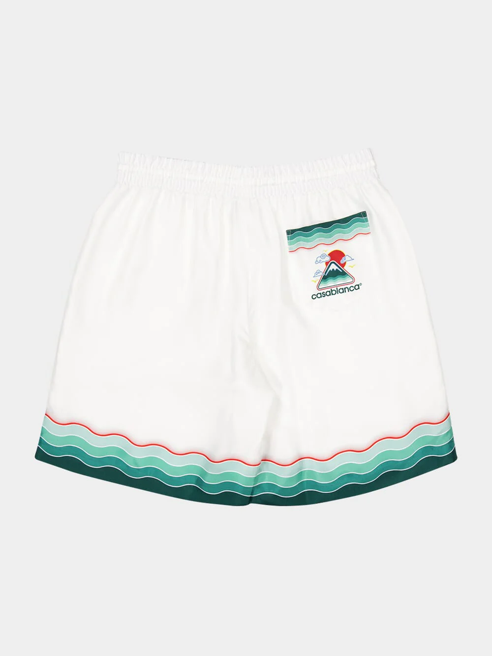 White Montagne Ondulée Silk Shorts - Image 8