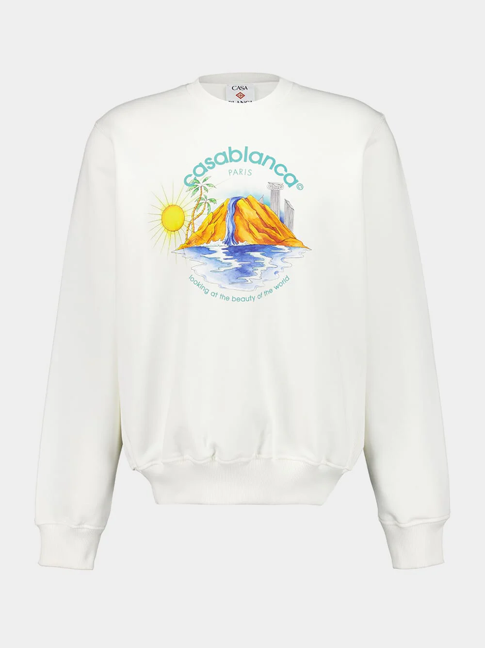 White Oasis Printed Cotton Sweatshirt