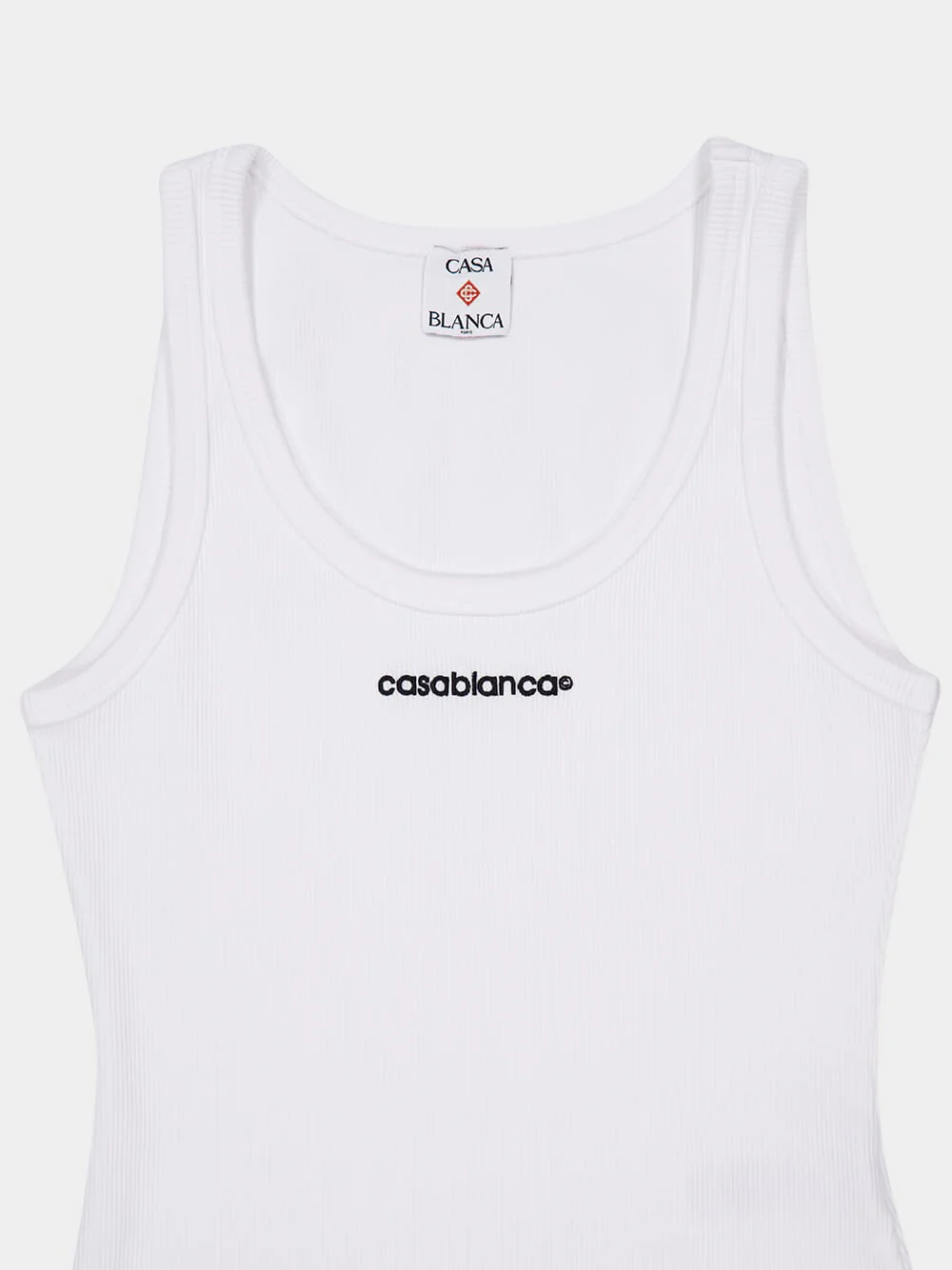 White Ribbed Cotton Tank Top - Image 3