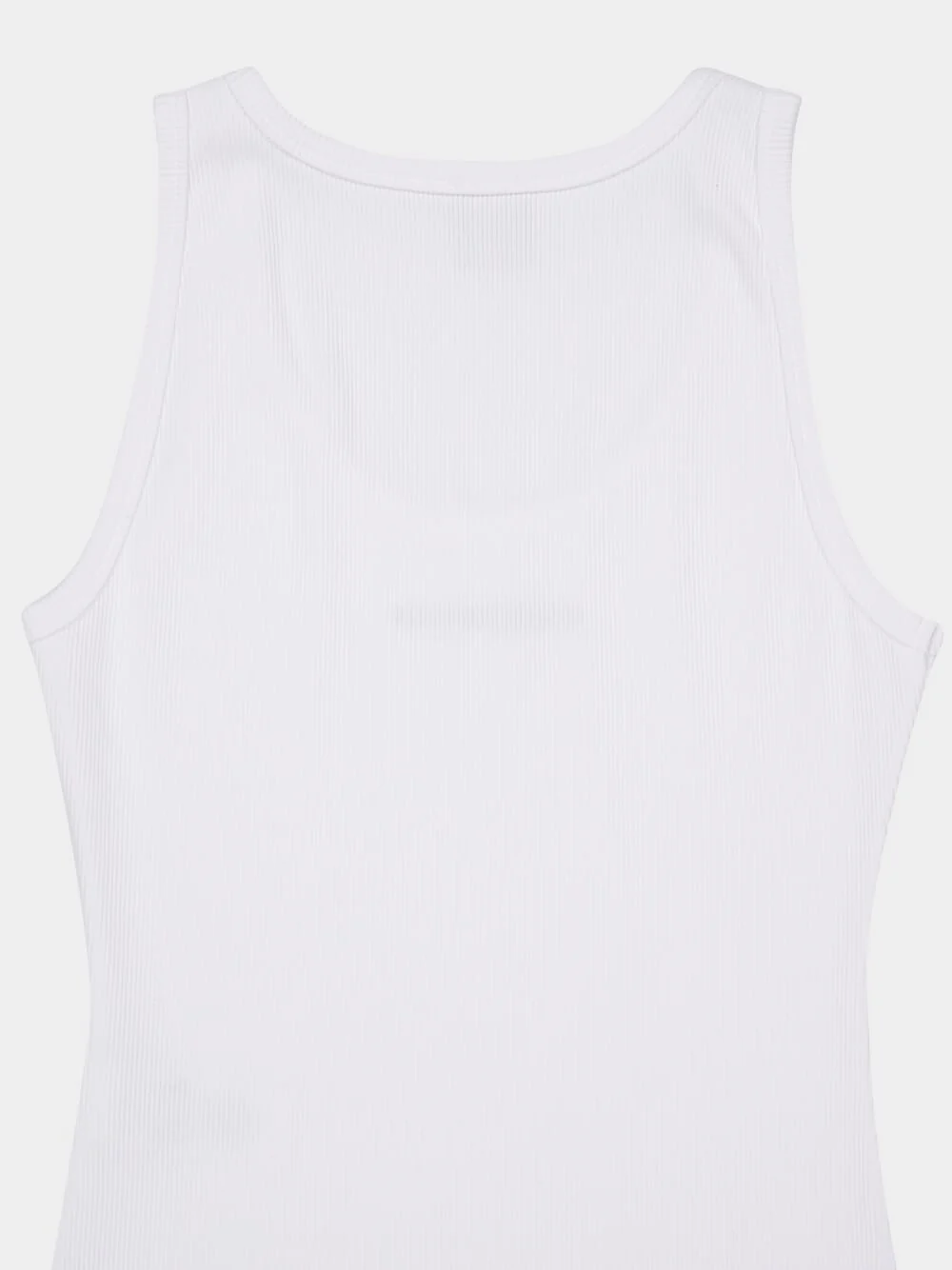 White Ribbed Cotton Tank Top - Image 4
