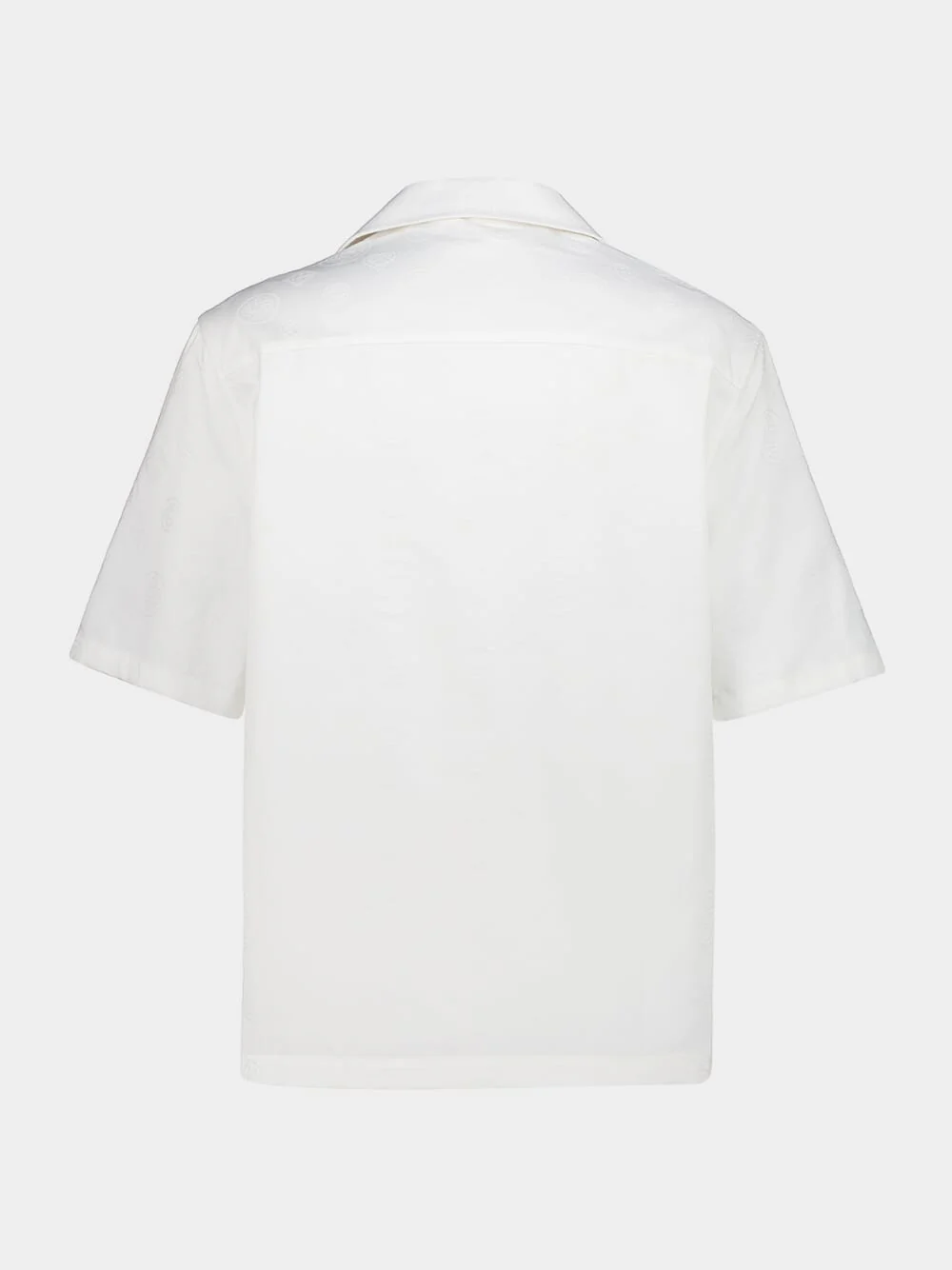 White Short-Sleeve Monogram Cotton Shirt - Image 2