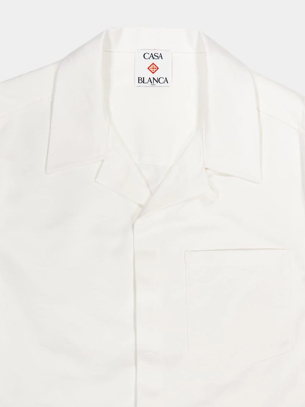 White Short-Sleeve Monogram Cotton Shirt - Image 3