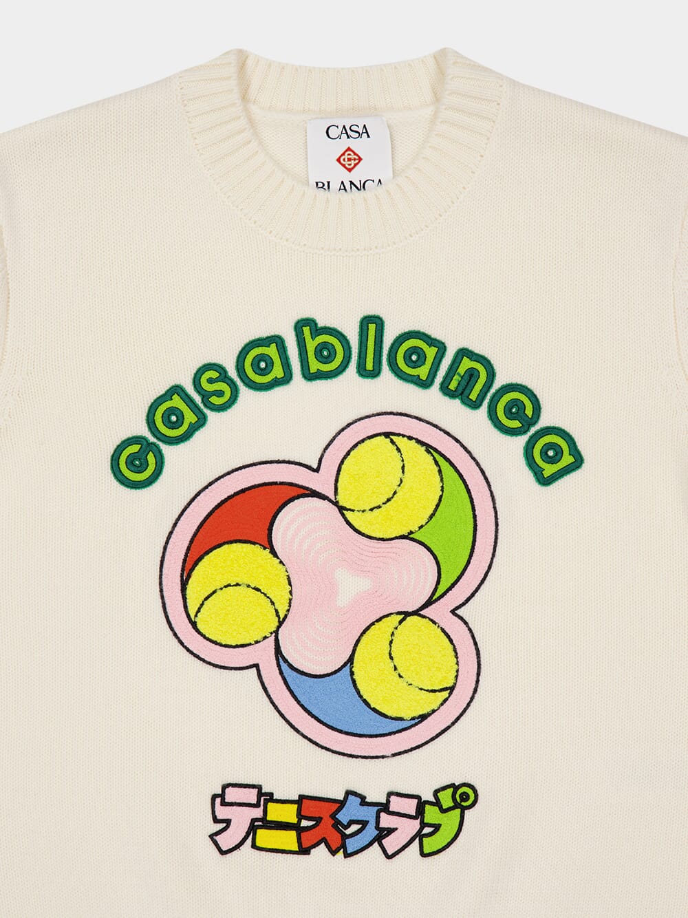 White Tennis Ball Merino Knit Sweater - Image 4