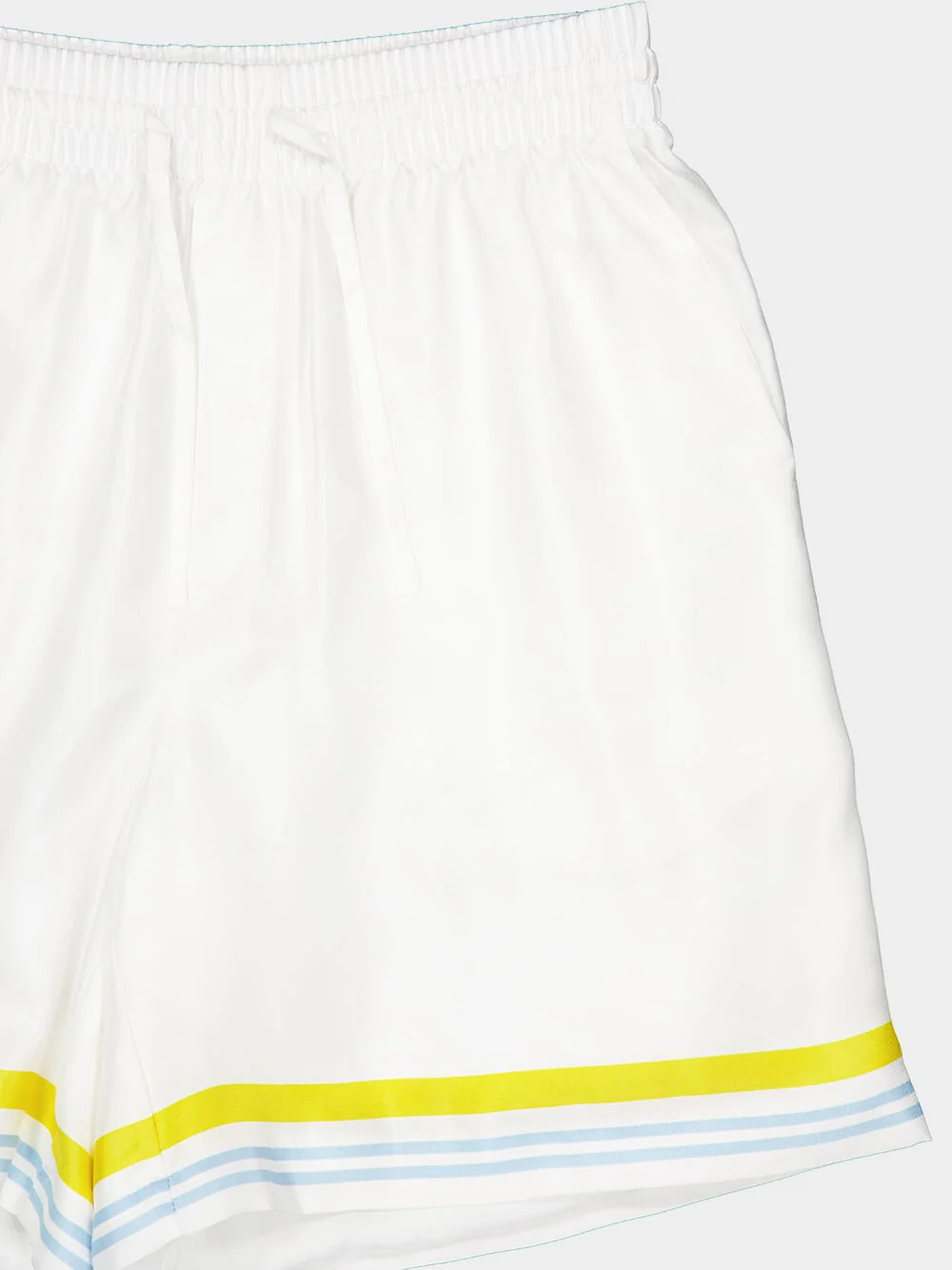 White Tennis Landscape Silk Shorts - Image 5