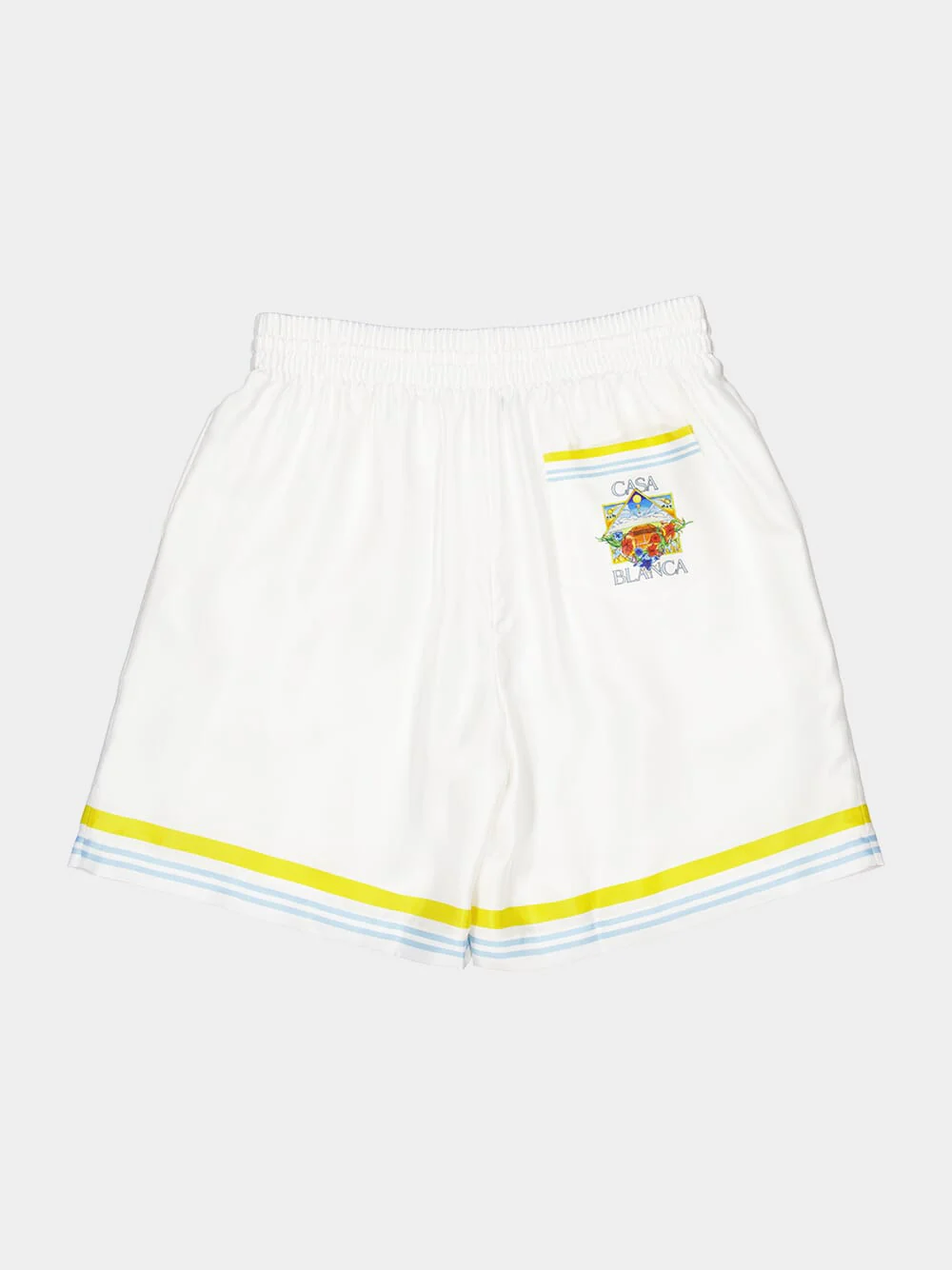 White Tennis Landscape Silk Shorts - Image 8