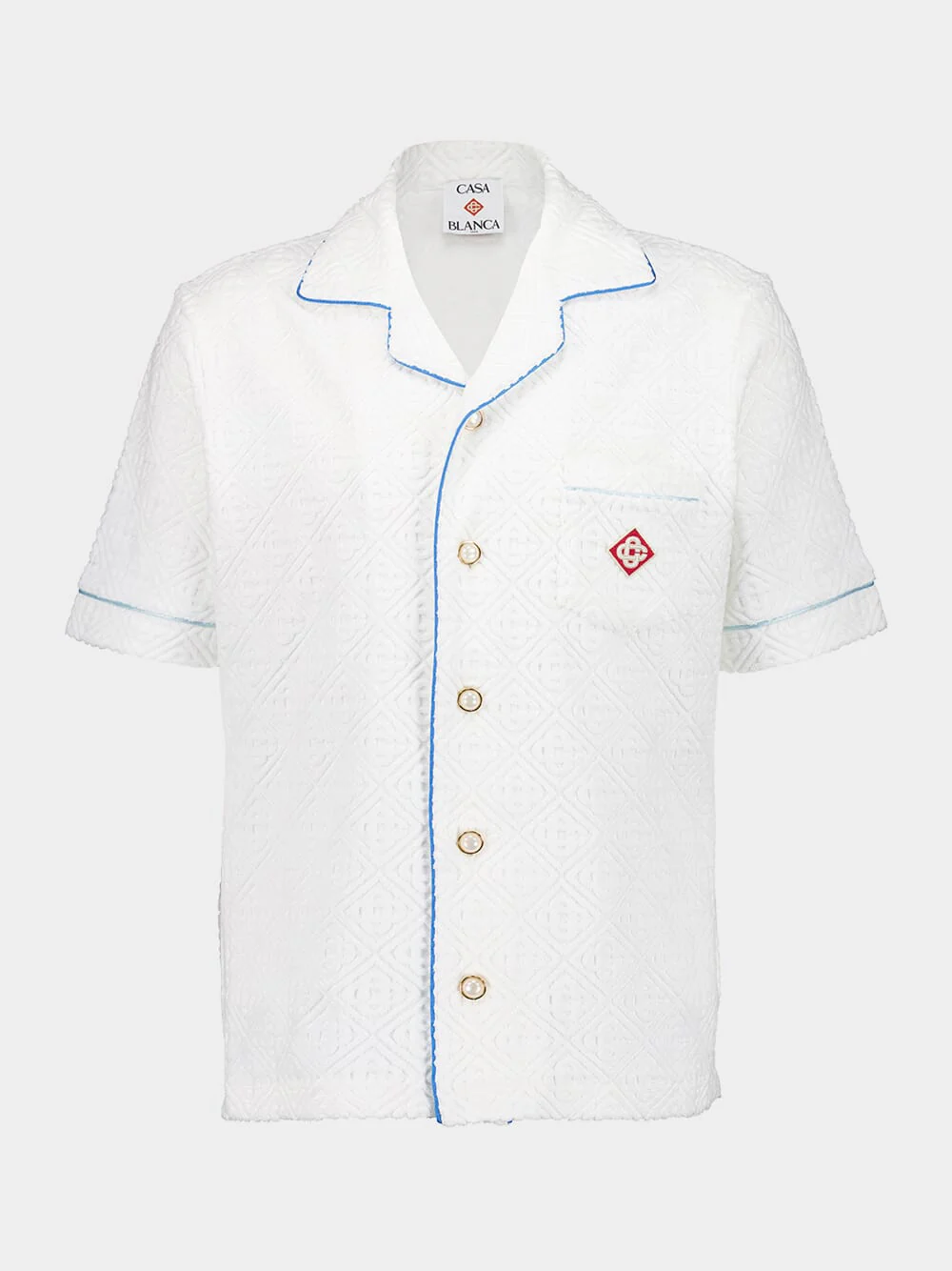 White Tennis Stripe Towelling Shirt