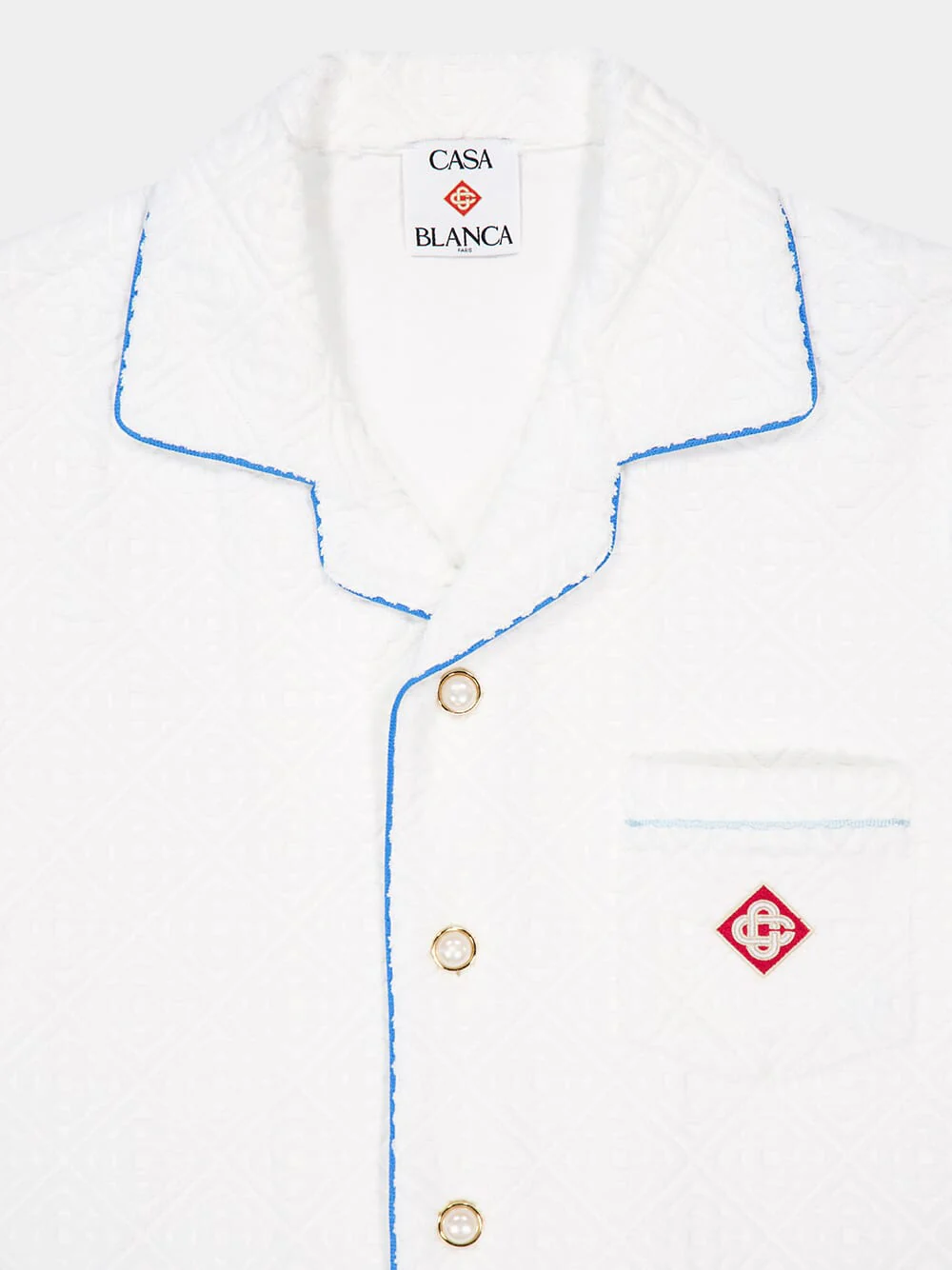 White Tennis Stripe Towelling Shirt - Image 3
