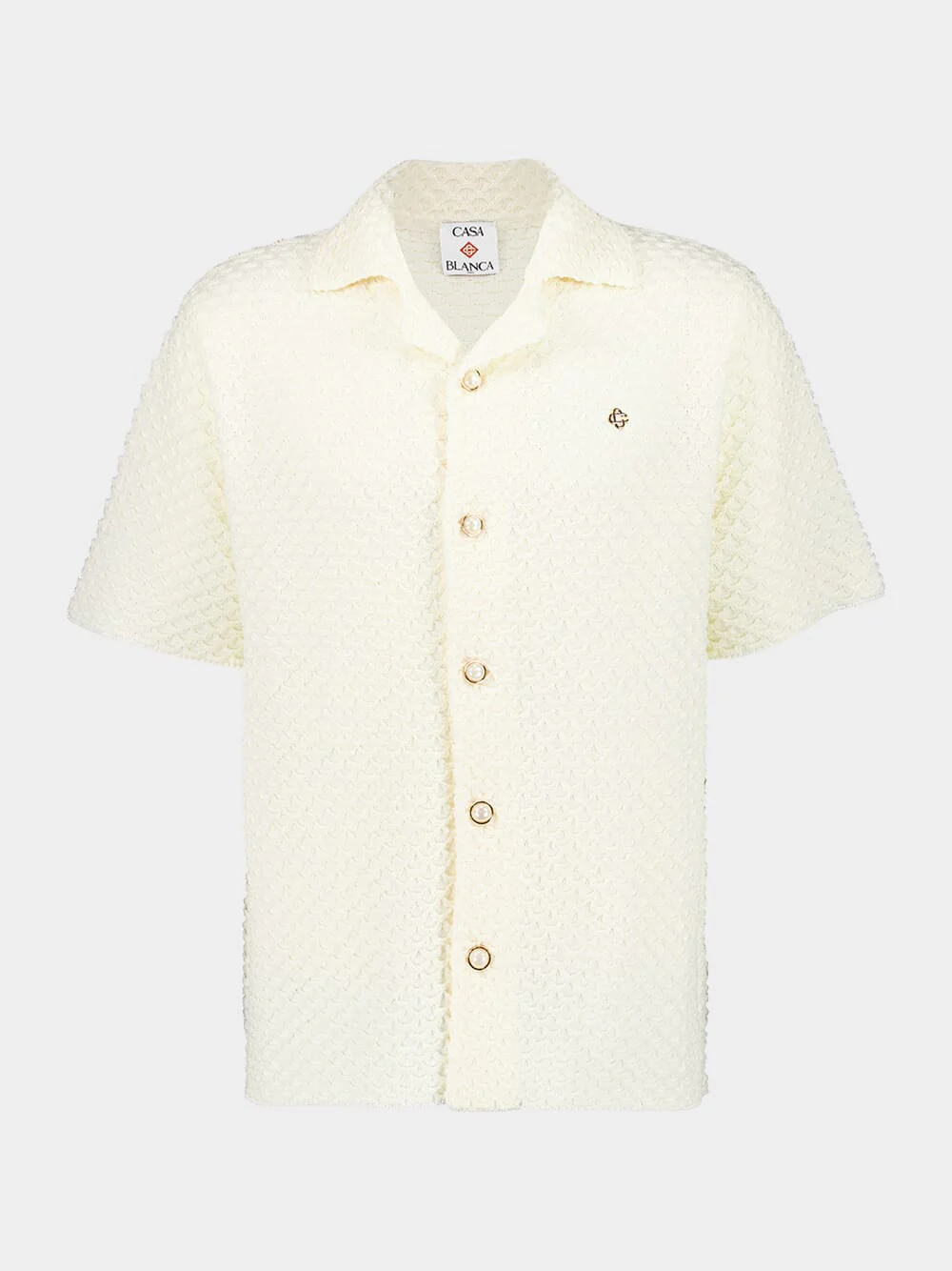 White Textured Knitted Shirt