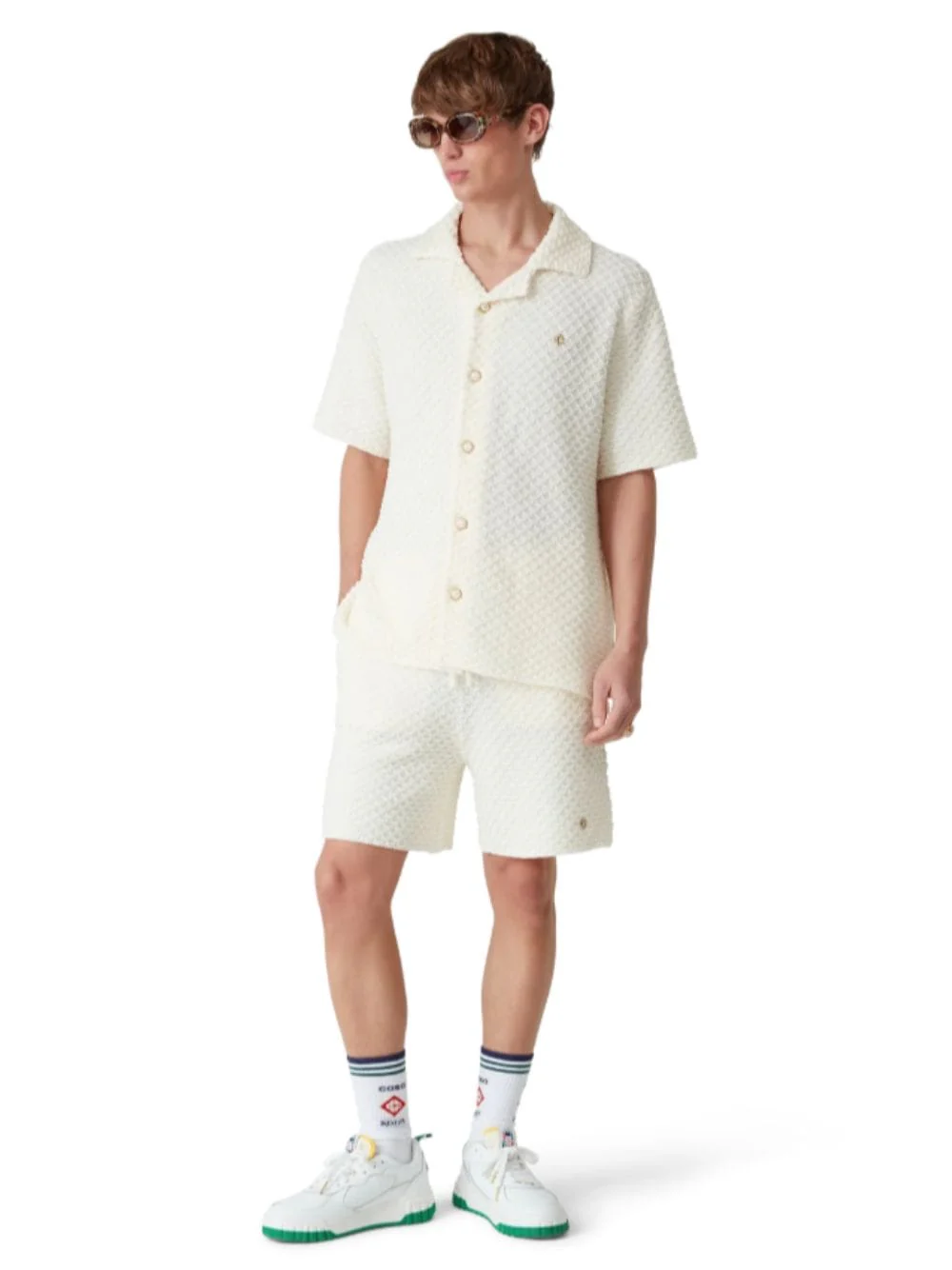 White Textured Knitted Shirt - Image 2