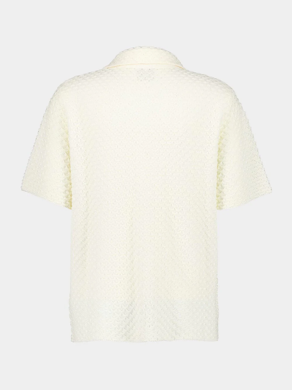 White Textured Knitted Shirt - Image 3