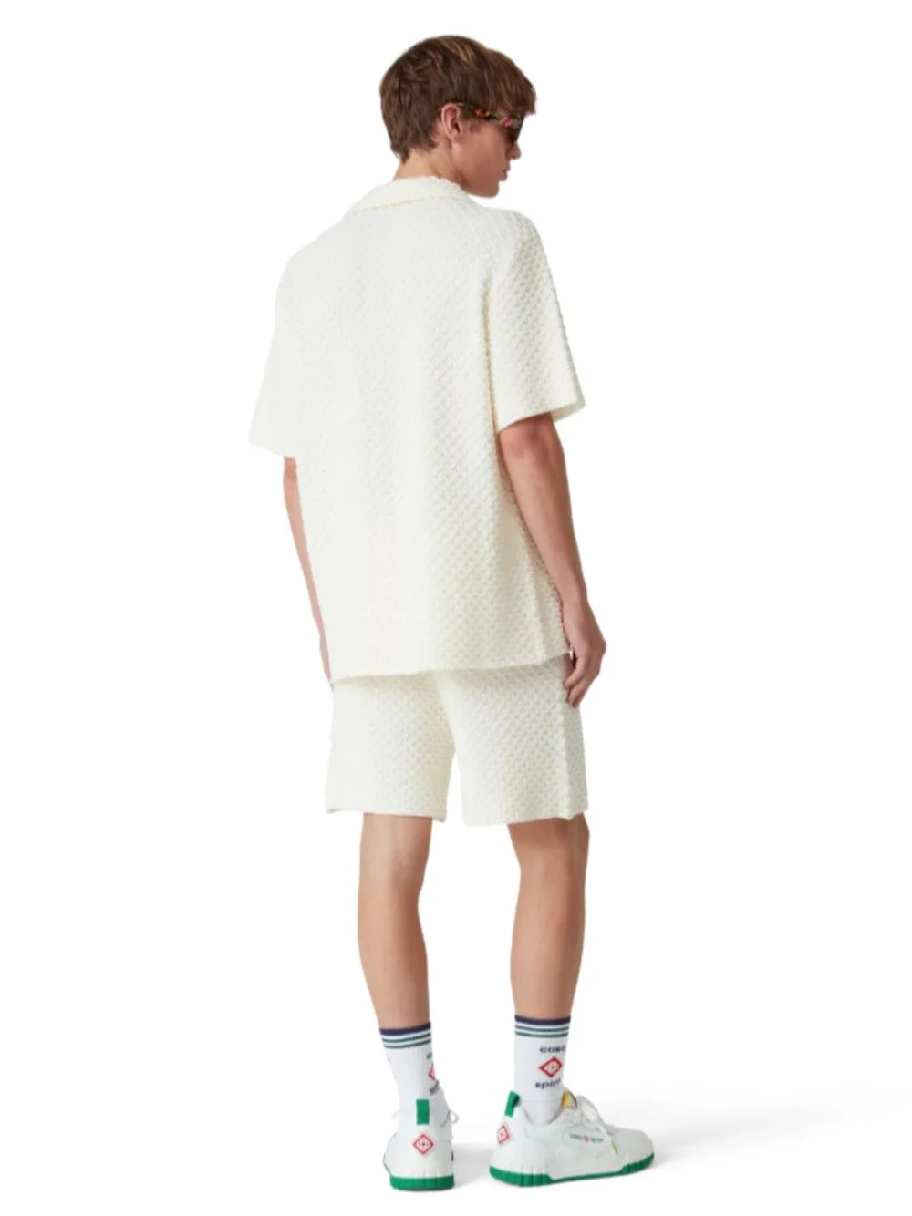 White Textured Knitted Shirt - Image 4