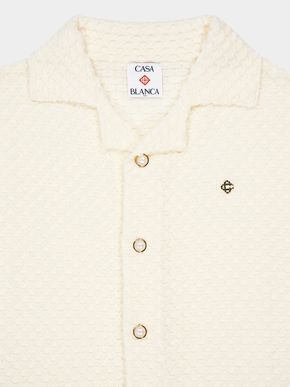 White Textured Knitted Shirt - Image 5