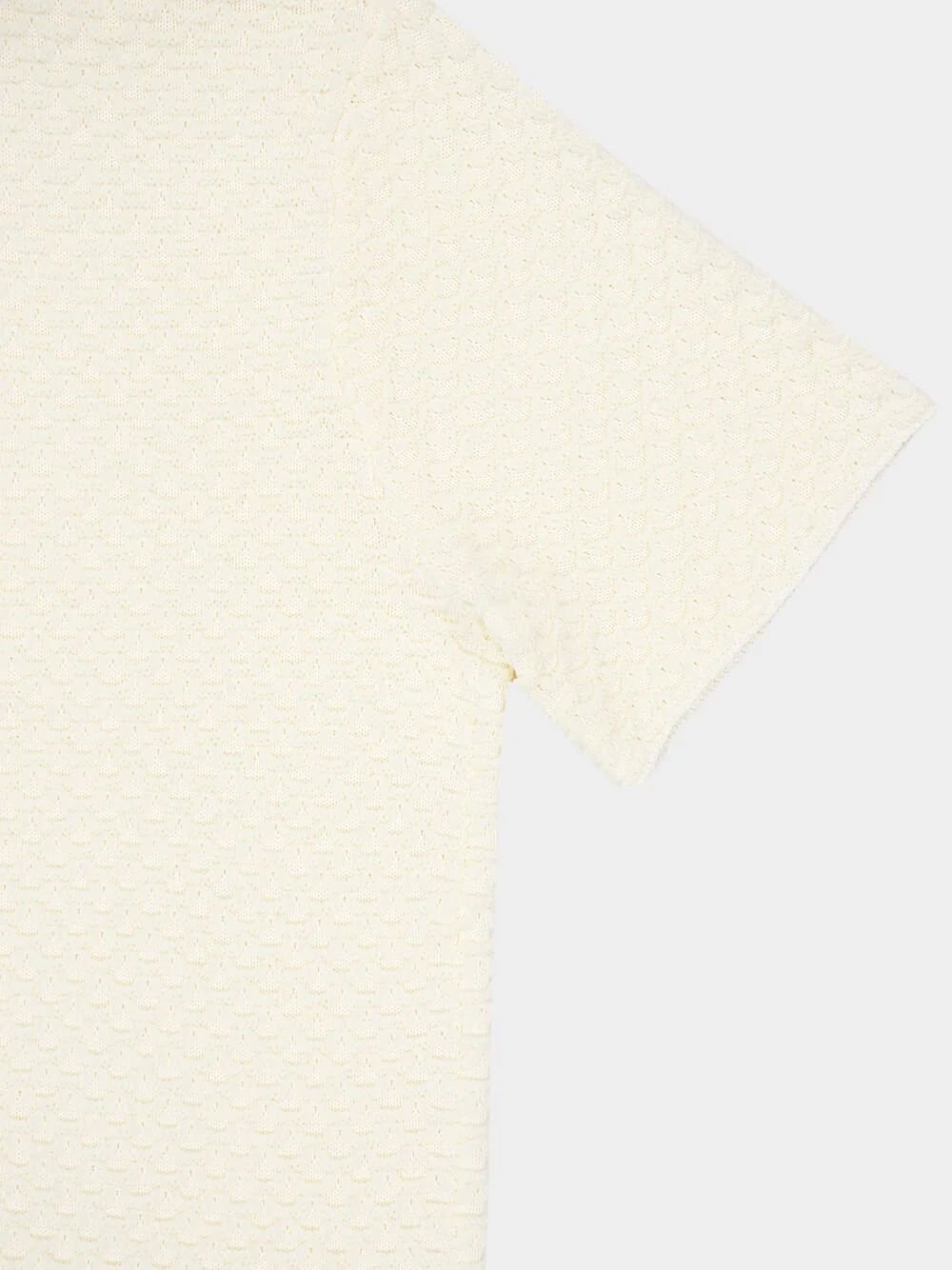 White Textured Knitted Shirt - Image 6