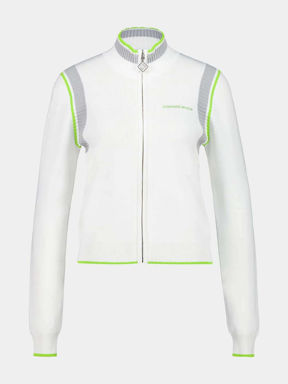 White Zip-Up Jacket with Neon Trim