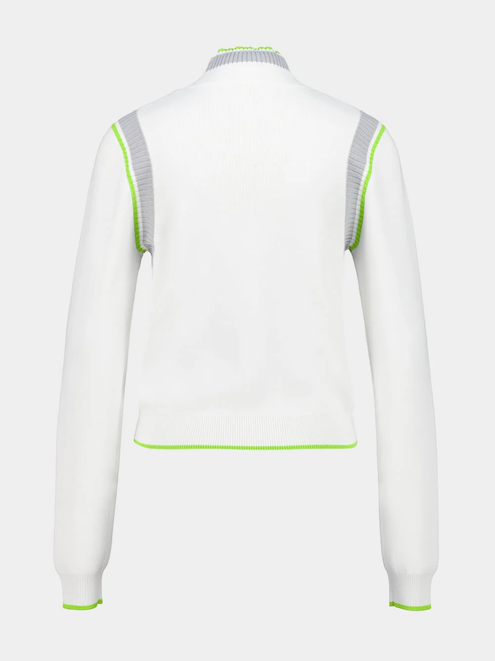 White Zip-Up Jacket with Neon Trim - Image 2