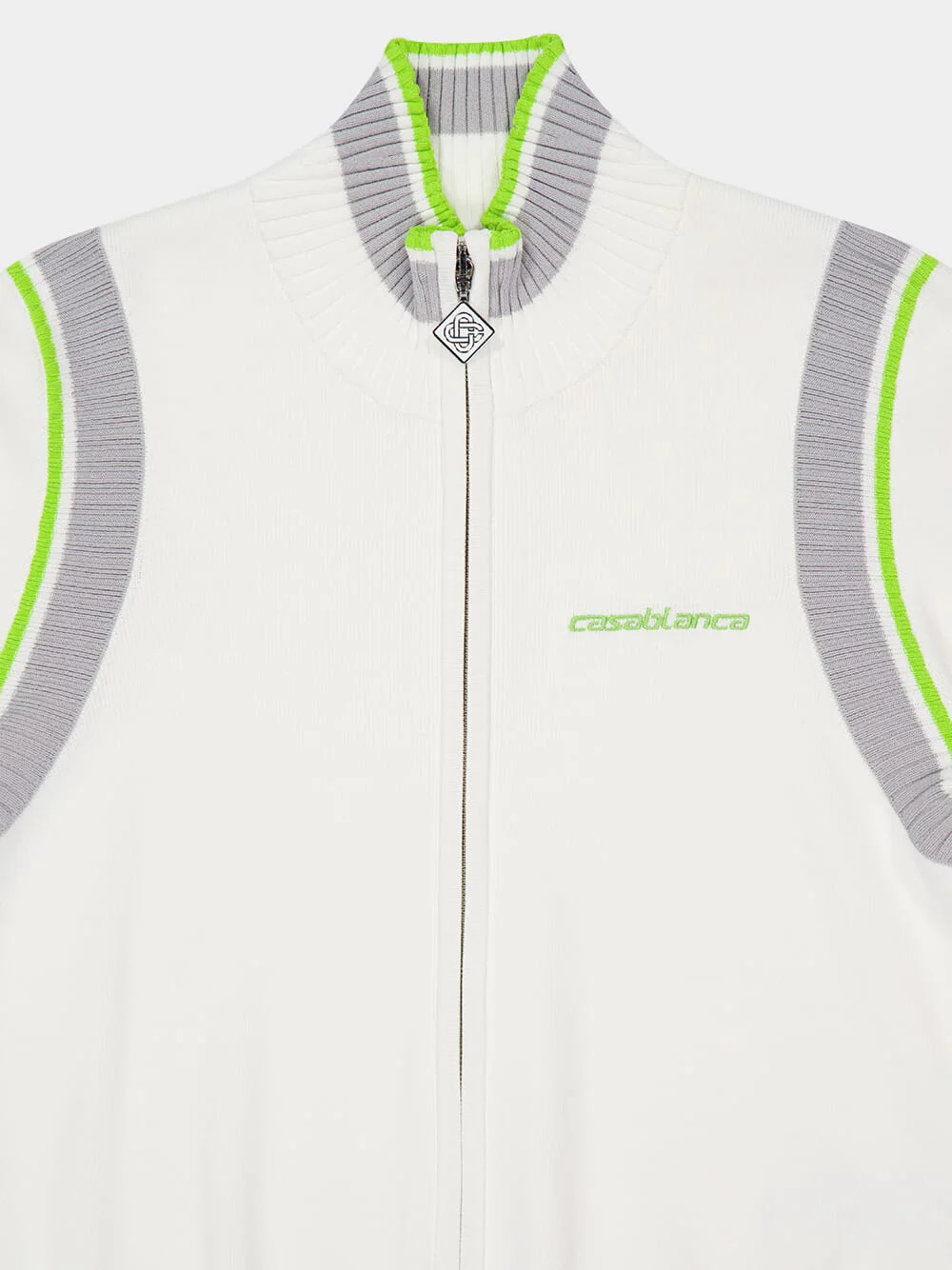 White Zip-Up Jacket with Neon Trim - Image 3