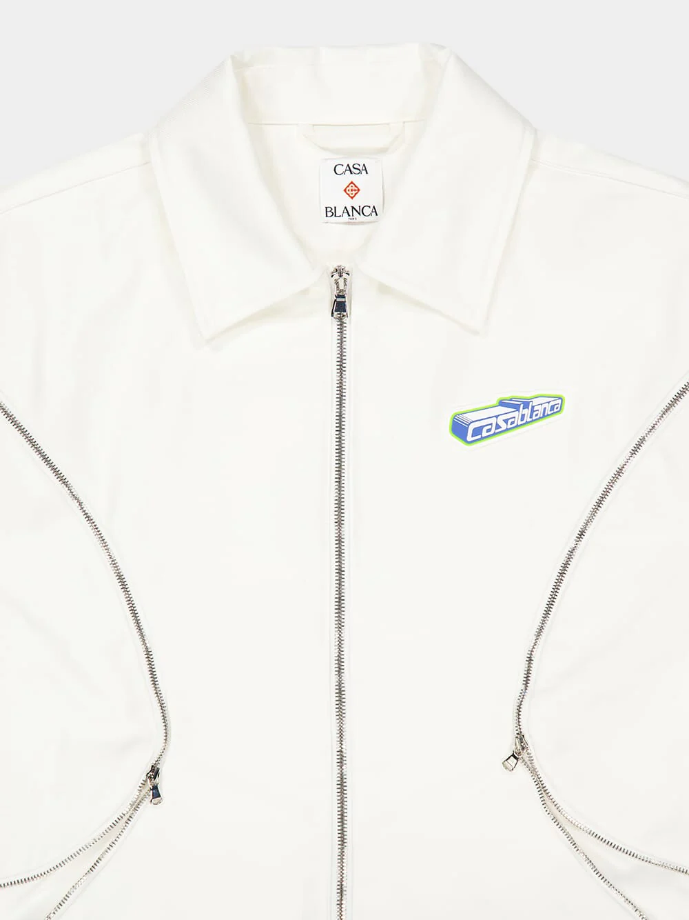 White Zipped Cotton Jacket - Image 3