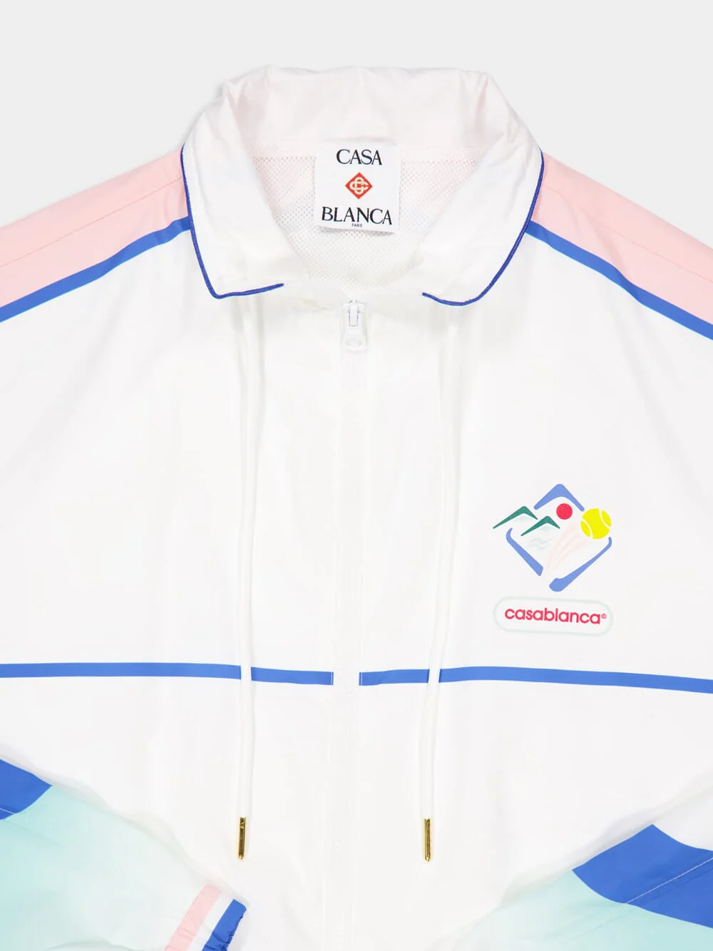 White Zipped Windbreaker Jacket in Poly Taffeta - Image 3