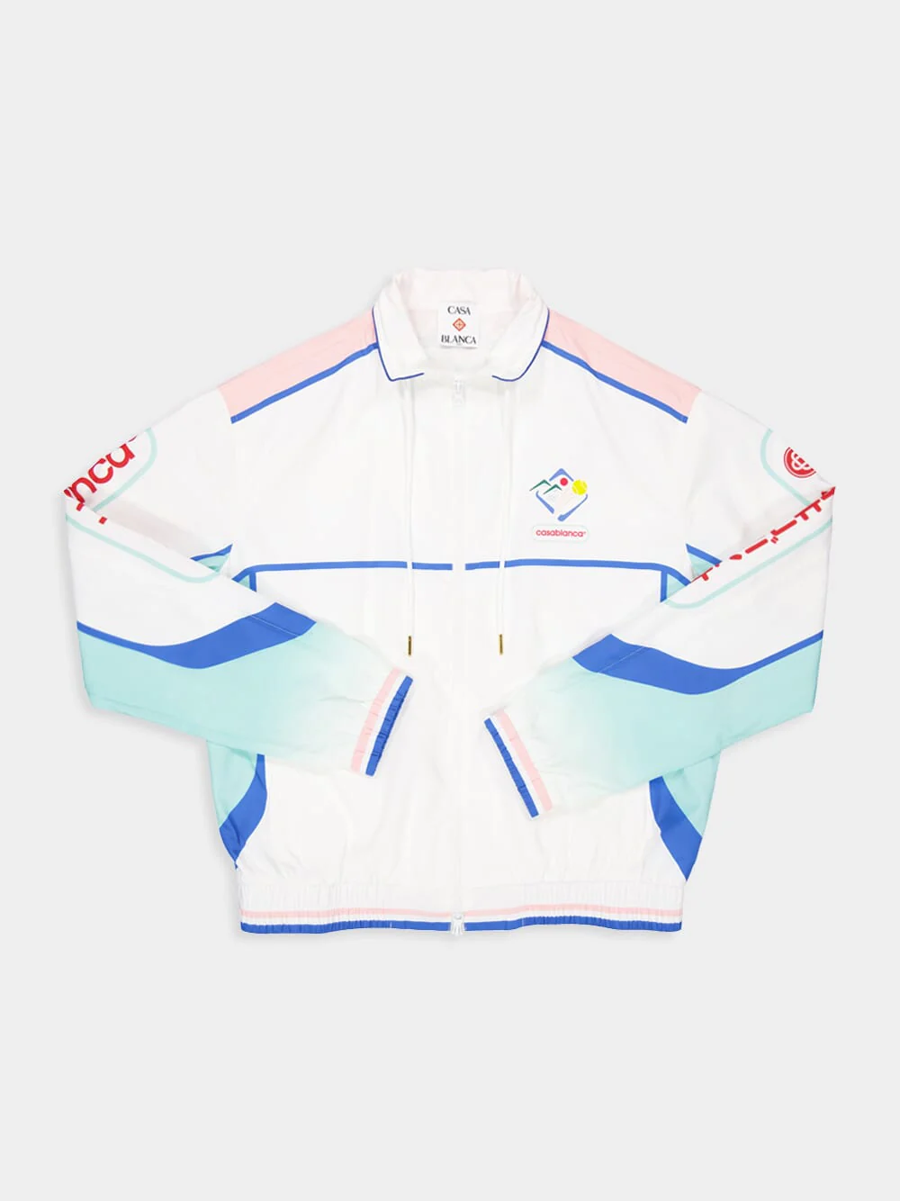 White Zipped Windbreaker Jacket in Poly Taffeta - Image 4