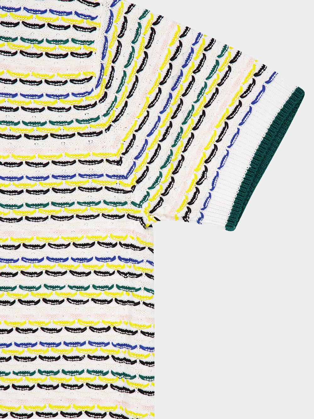 Yellow and Green Tuck Stitch Cotton Button-Up Shirt - Image 4