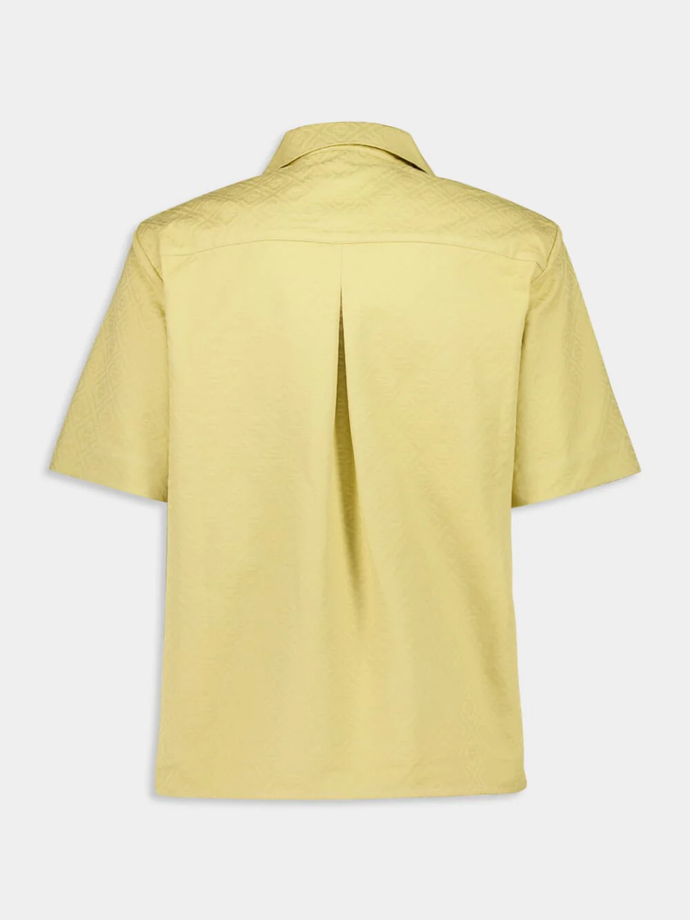 Yellow Short Sleeve Button-Up Monogram Cotton Shirt - Image 2