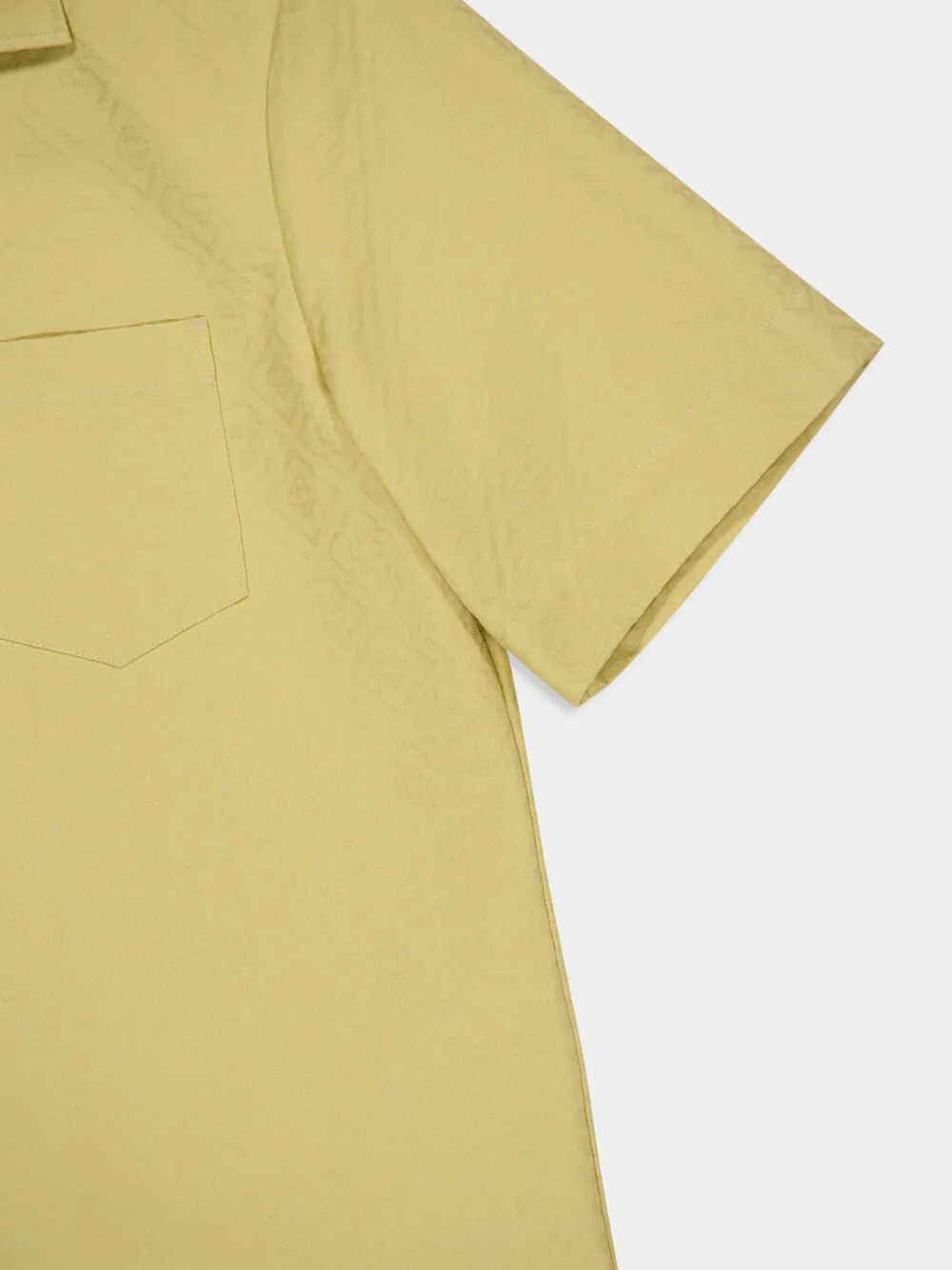 Yellow Short Sleeve Button-Up Monogram Cotton Shirt - Image 4