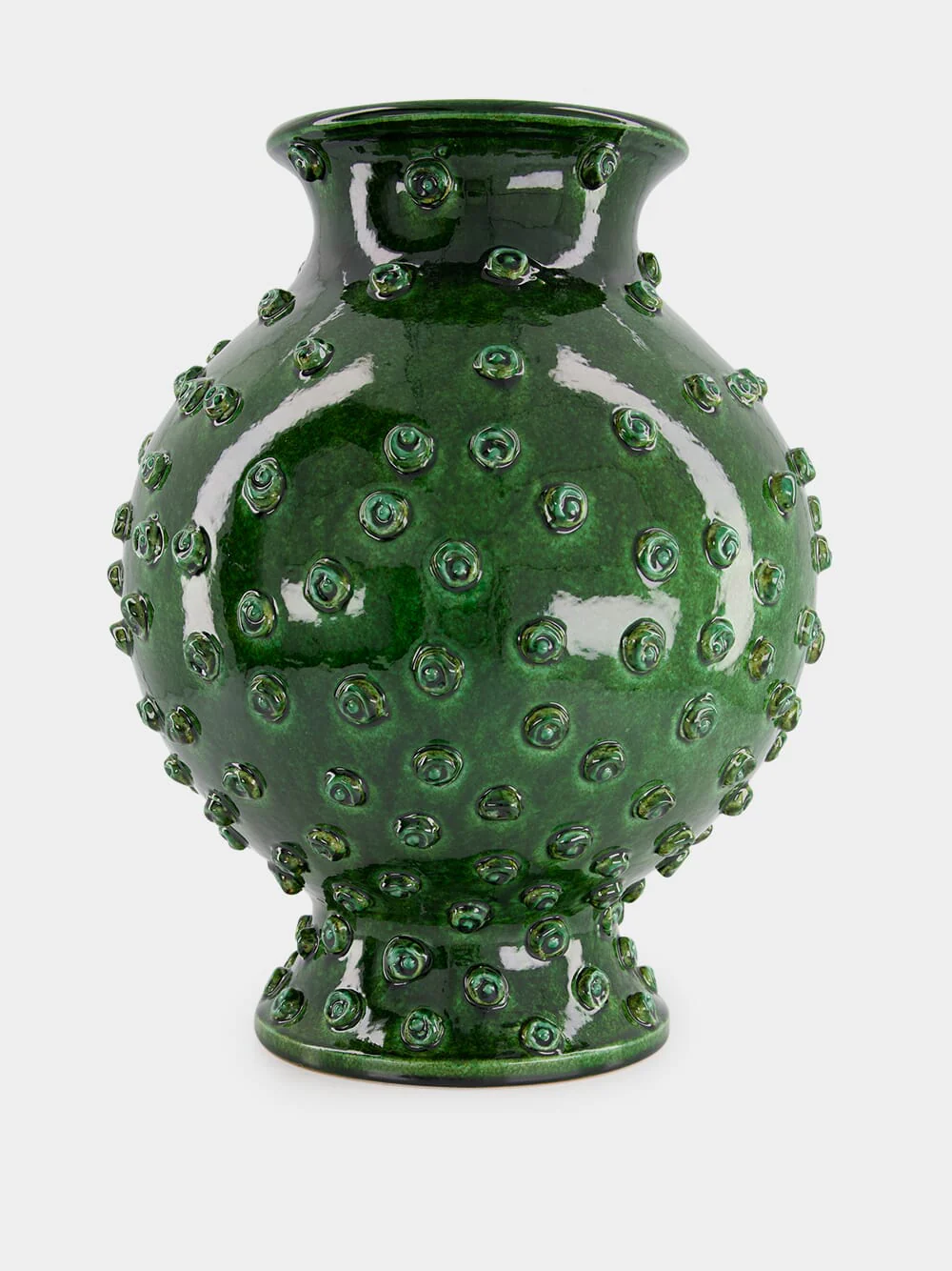 Dark Green Relief Ceramic Vase - Image 3