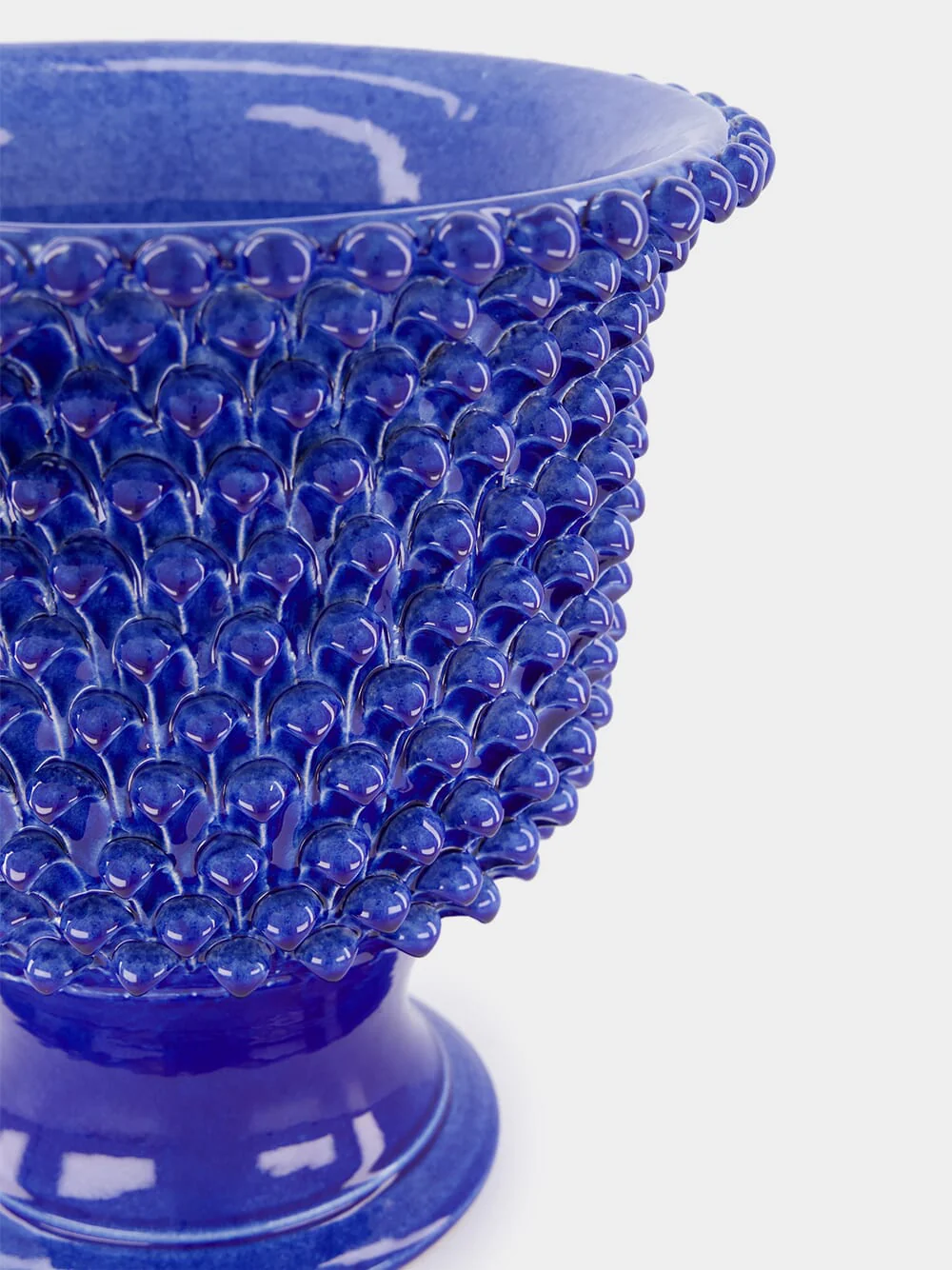 Large Blue Pinecone Footed Vase - Image 3