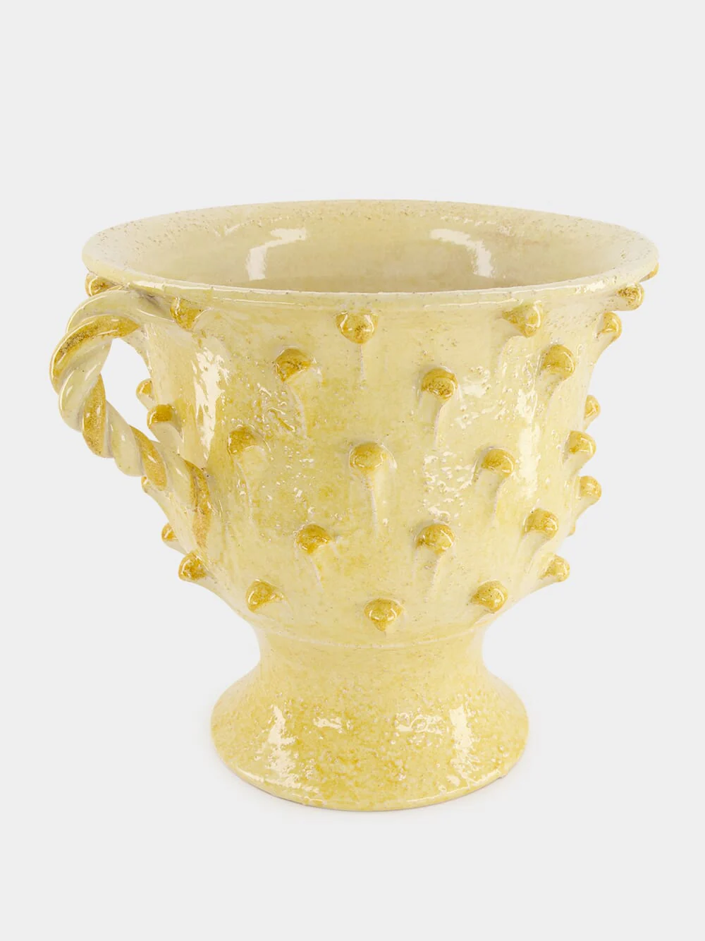 Yellow Pinecone Footed Vase with Handles - Image 3