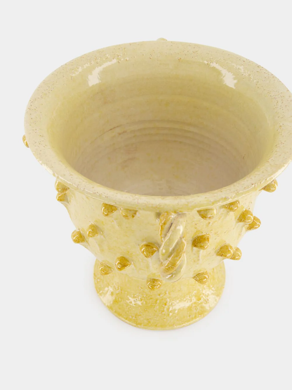 Yellow Pinecone Footed Vase with Handles - Image 4