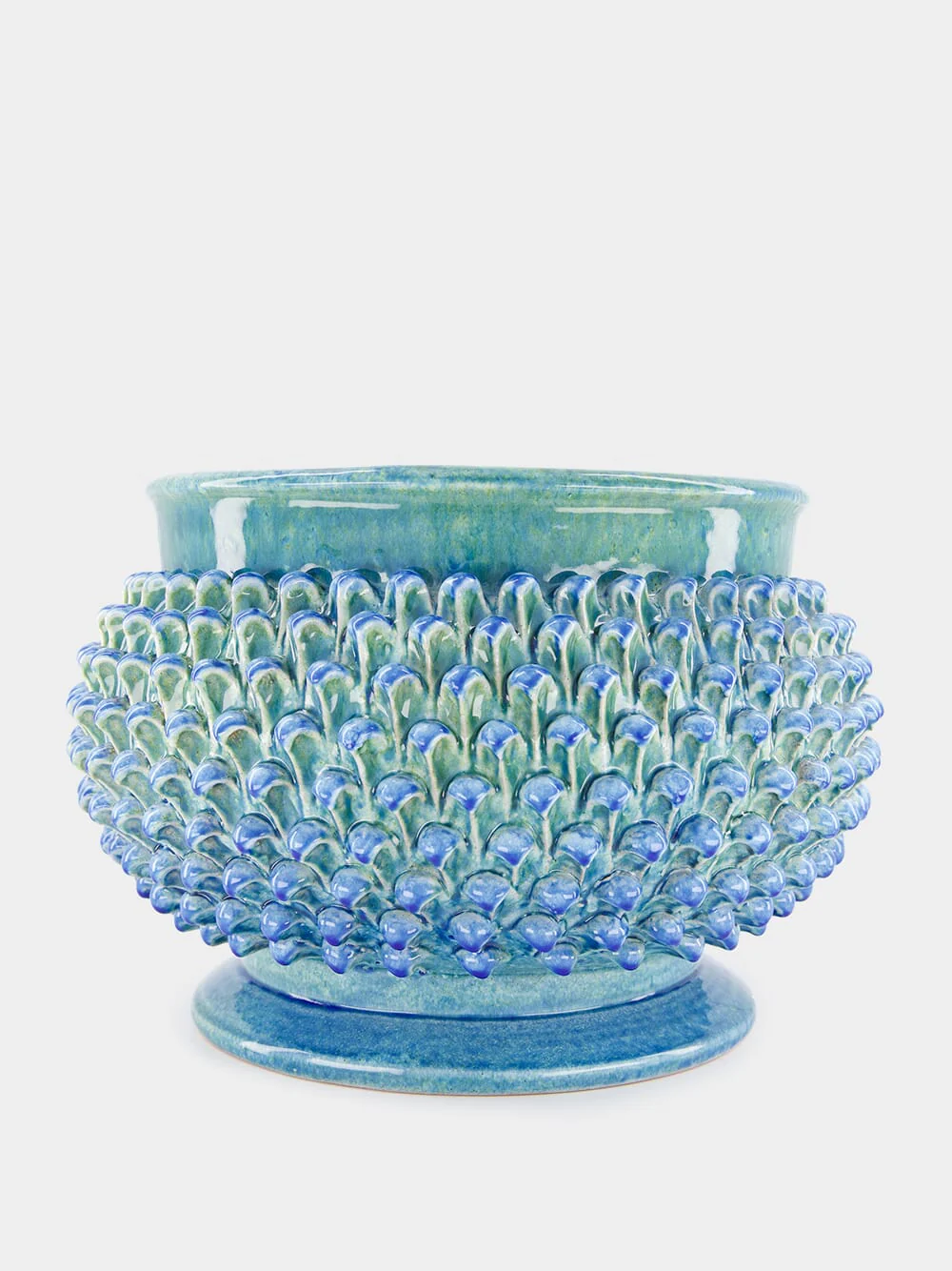 Large Blue Pinecone Ceramic Centerpiece