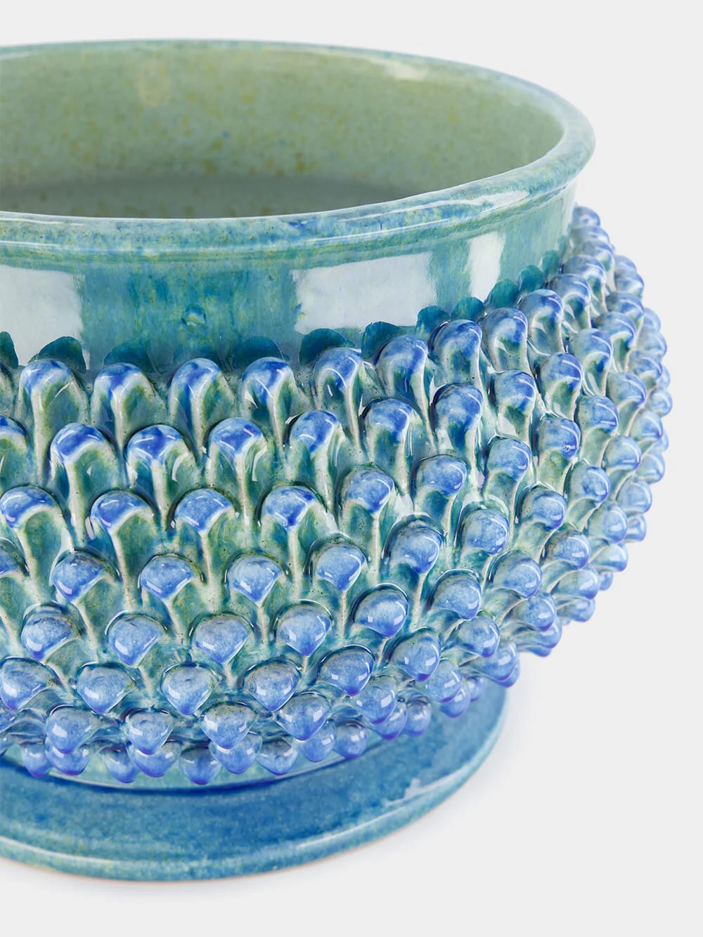 Large Blue Pinecone Ceramic Centerpiece - Image 3