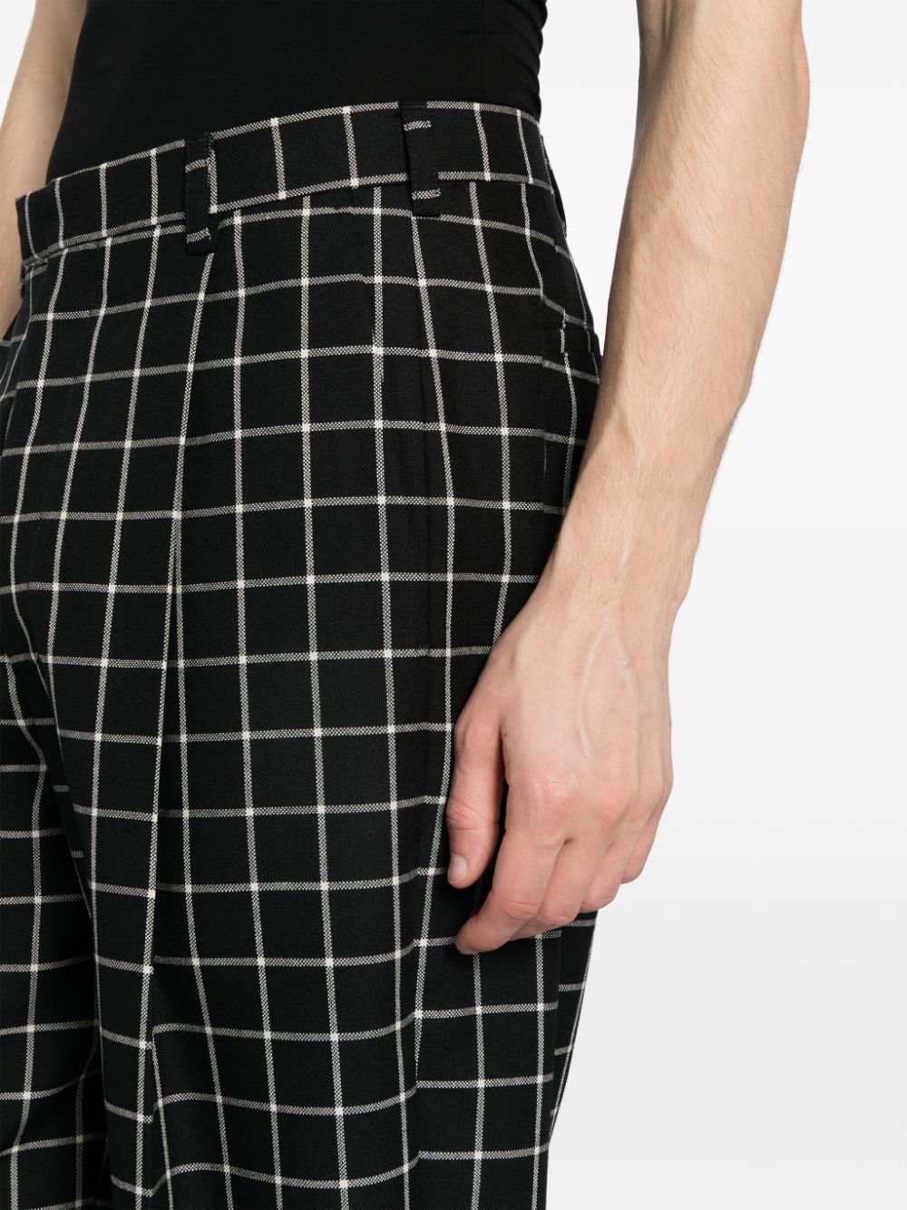 Checked Tapered Cotton Trousers - Image 5