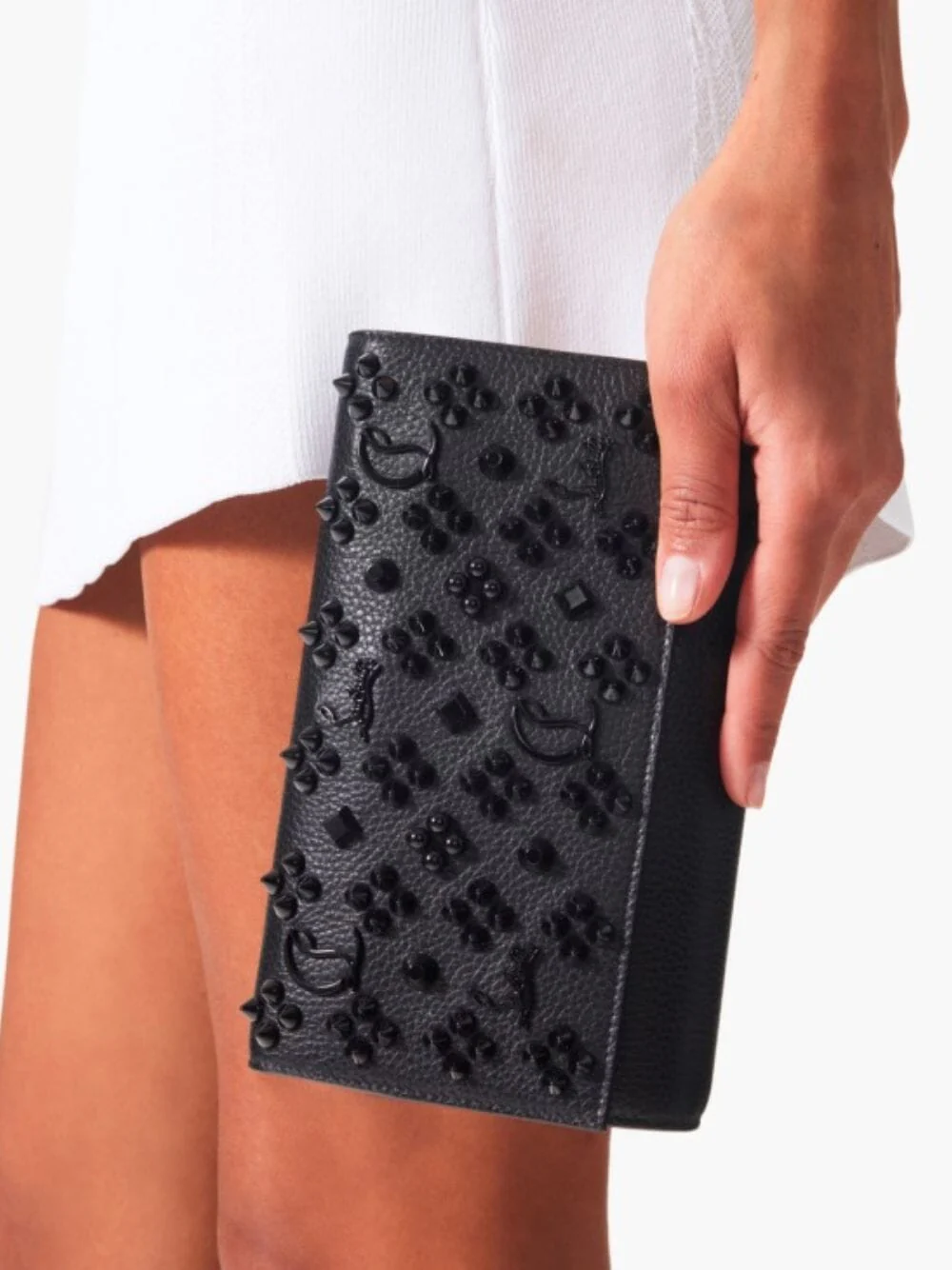 Paloma Embellished Black Leather Clutch