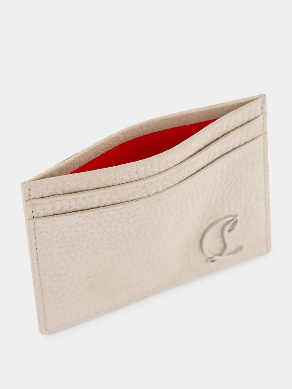 Beige Mooncrest Grained Leather Card Holder - Image 3