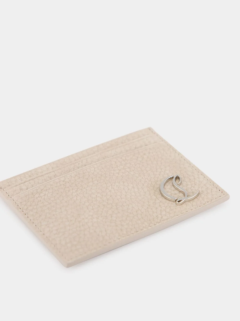 Beige Mooncrest Grained Leather Card Holder - Image 4