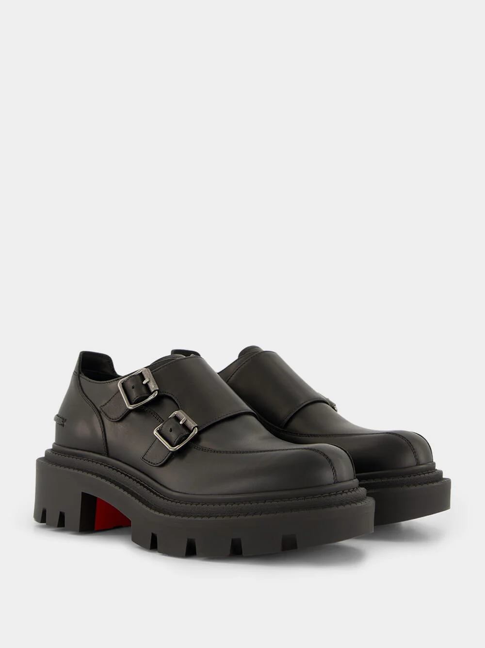 Black Antonina College Double-Buckle Leather Loafers - Image 3