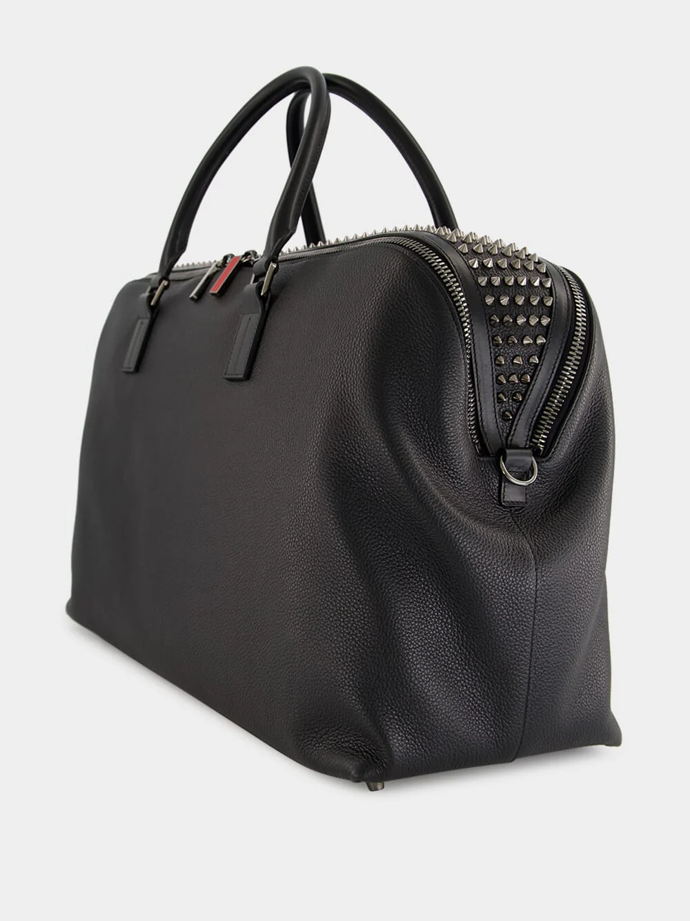 Black Funky Grained Leather Duffle Bag - Image 5