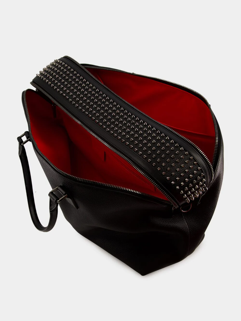 Black Funky Grained Leather Duffle Bag - Image 6