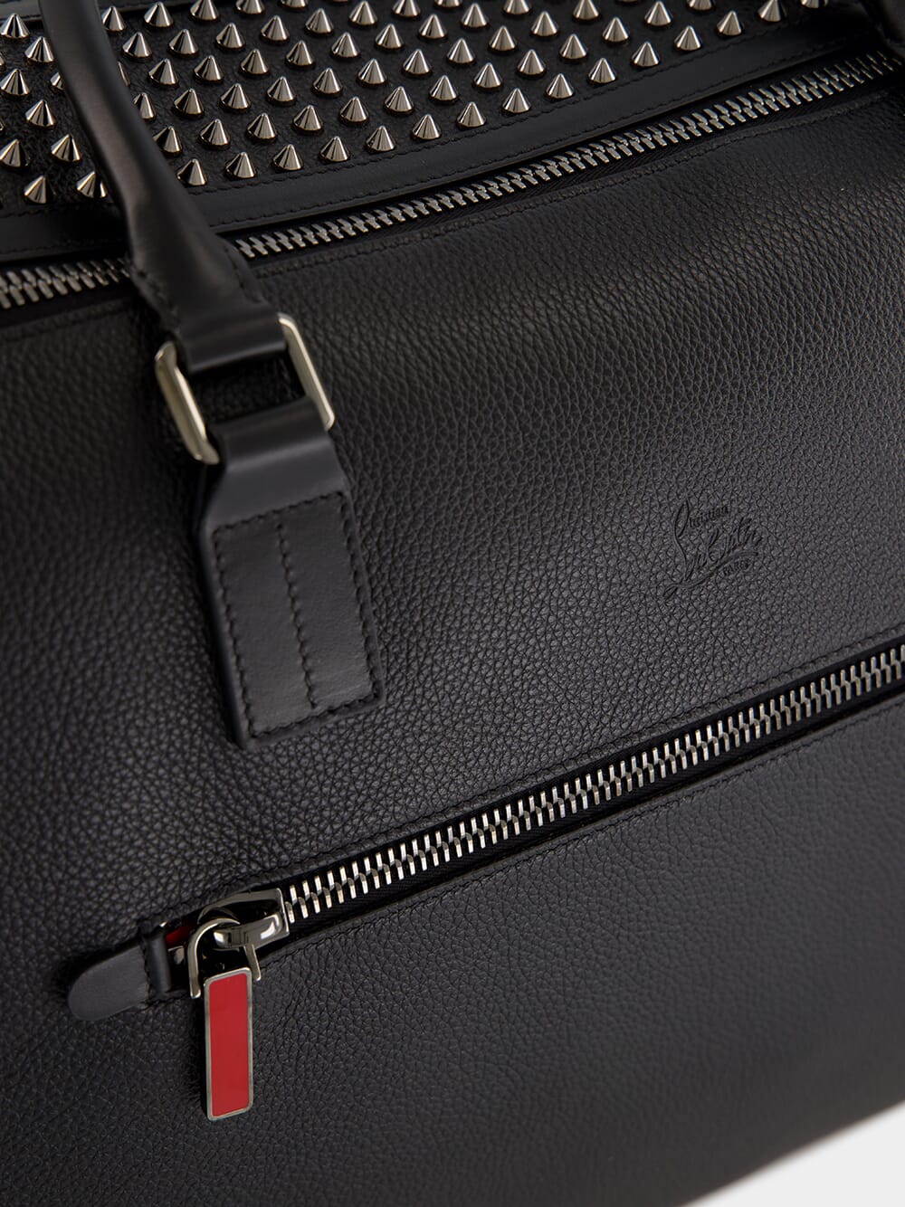 Black Funky Grained Leather Duffle Bag - Image 8