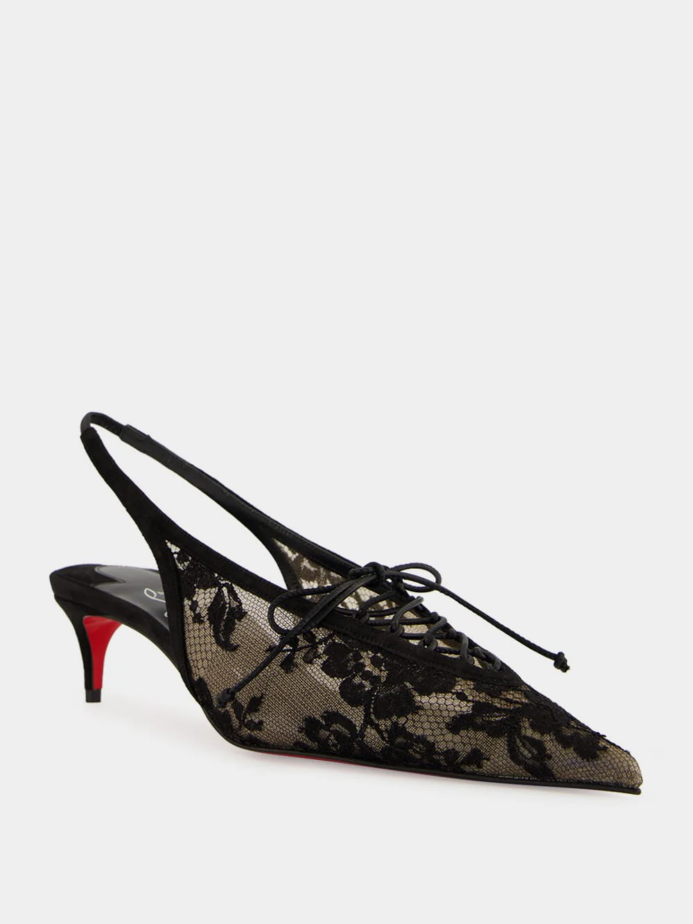 Black Km Lace Slingback Pumps - Image 2