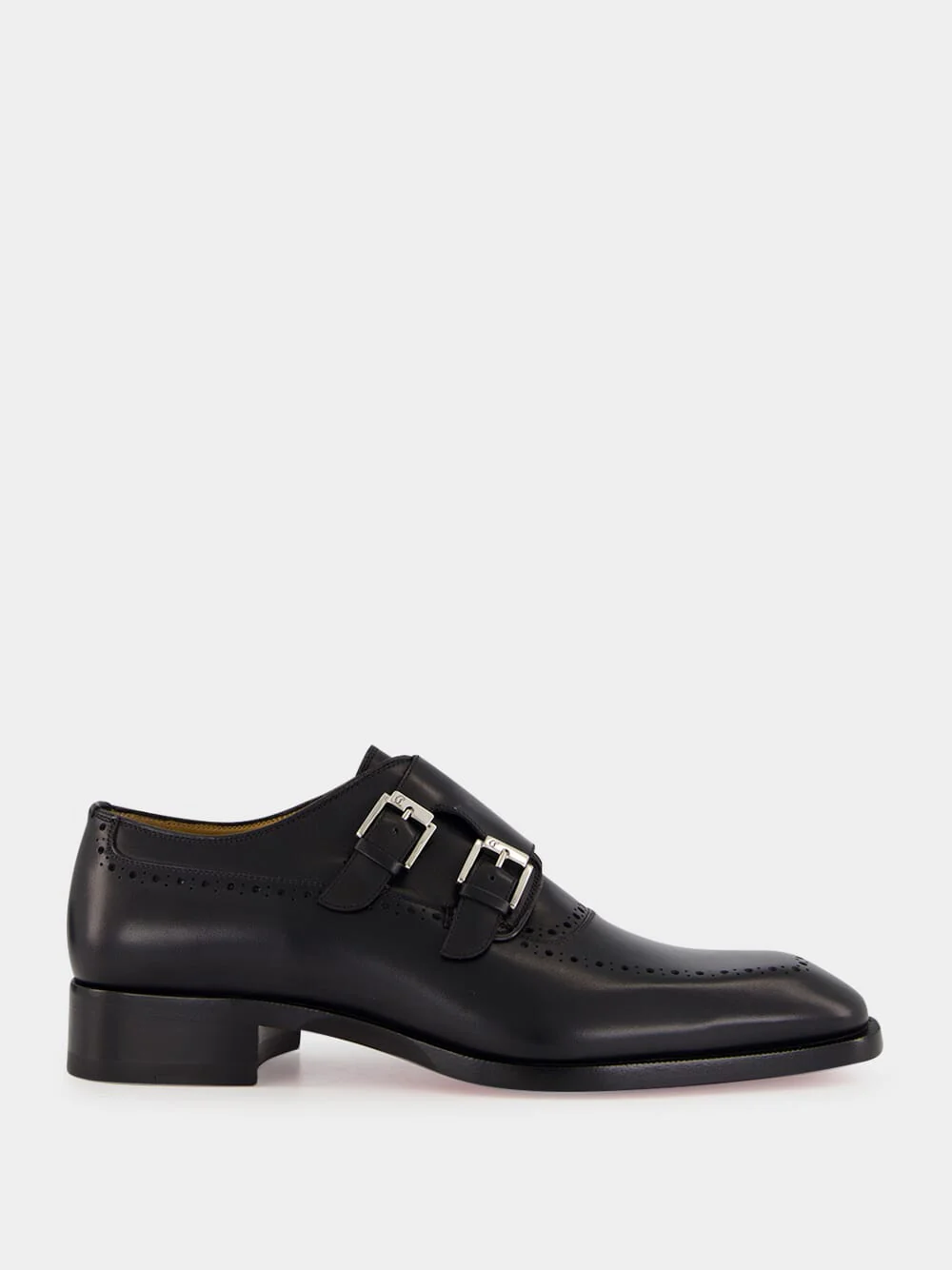 Black Sartok Calf Leather Monk Strap Shoes