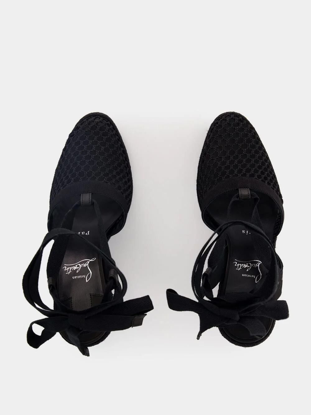 Black Toleda Mesh Leather 85 Wedge Espadrilles - Image 4