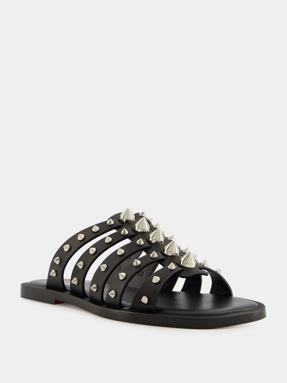 Charja Flat Mules with Studs in Black Calf - Image 2